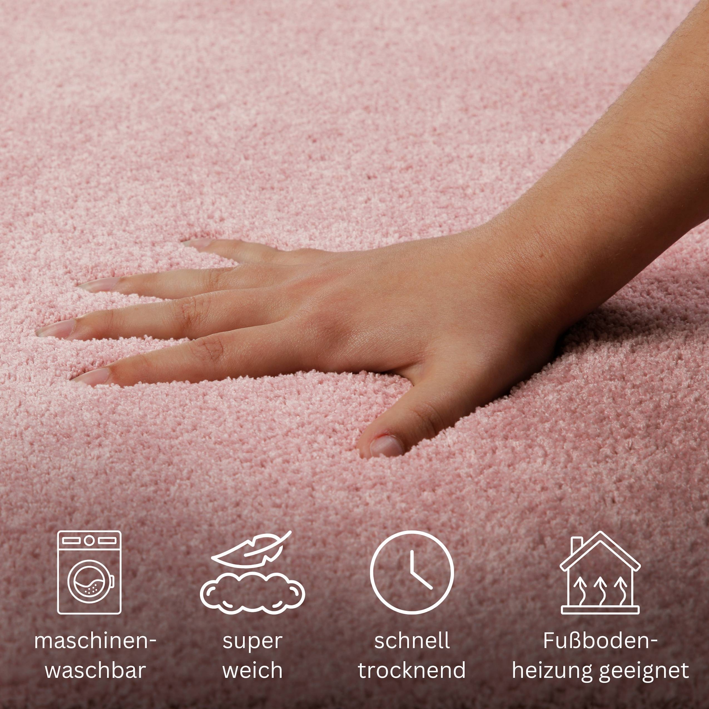 my home Badematte »Neele«, rutschhemmend beschichtet, schnell trocknend, Badteppich, getuftet, modern, Uni, antirutsch, flauschig, hochflor