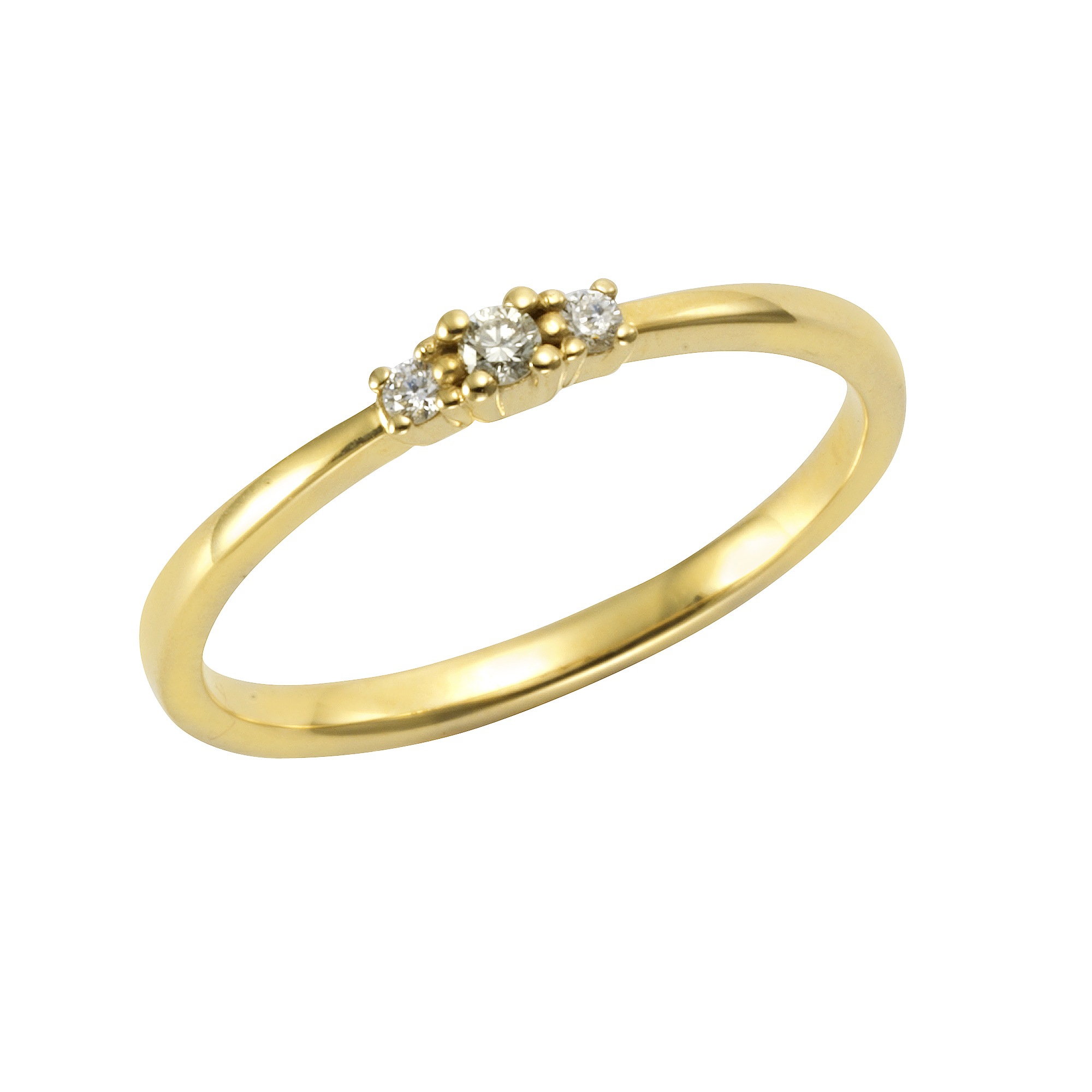 Fingerring „585 Gold 3x Brillant zus. 0,08ct.“ gelb + weiß 0,08 ct SI = kleine Einschlüsse 060 (19,1) – 0,08 ct SI = kleine Einschlüsse