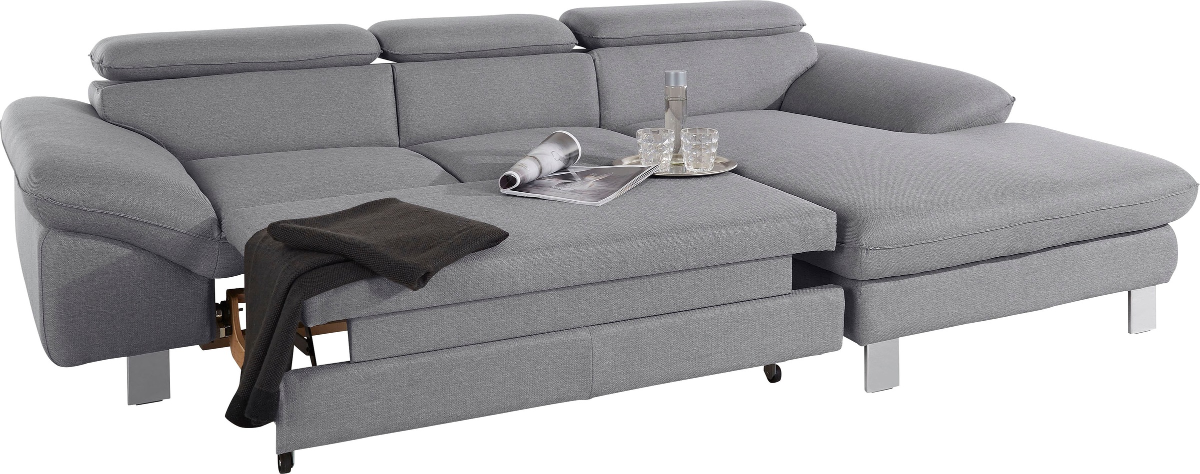 COTTA Polstergarnitur »Driver L-Form«, (Set, 2 tlg.), Set bestehend aus: Ecksofa mit Kopfteilverstellung & Hocker