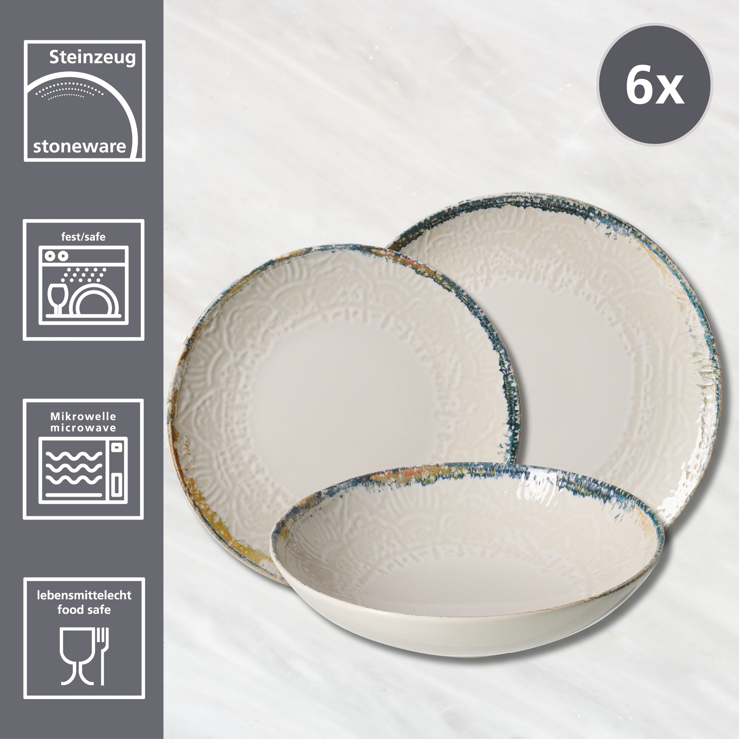 Ritzenhoff & Breker Tafelservice »Alfonso«, (Set, 18 tlg.), aus Steinzeug f günstig online kaufen