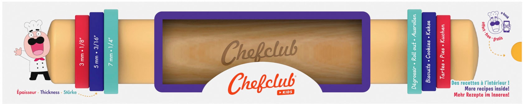 Chefclub Nudelholz »Nudelholz für Kinder«, mit Silikonringen