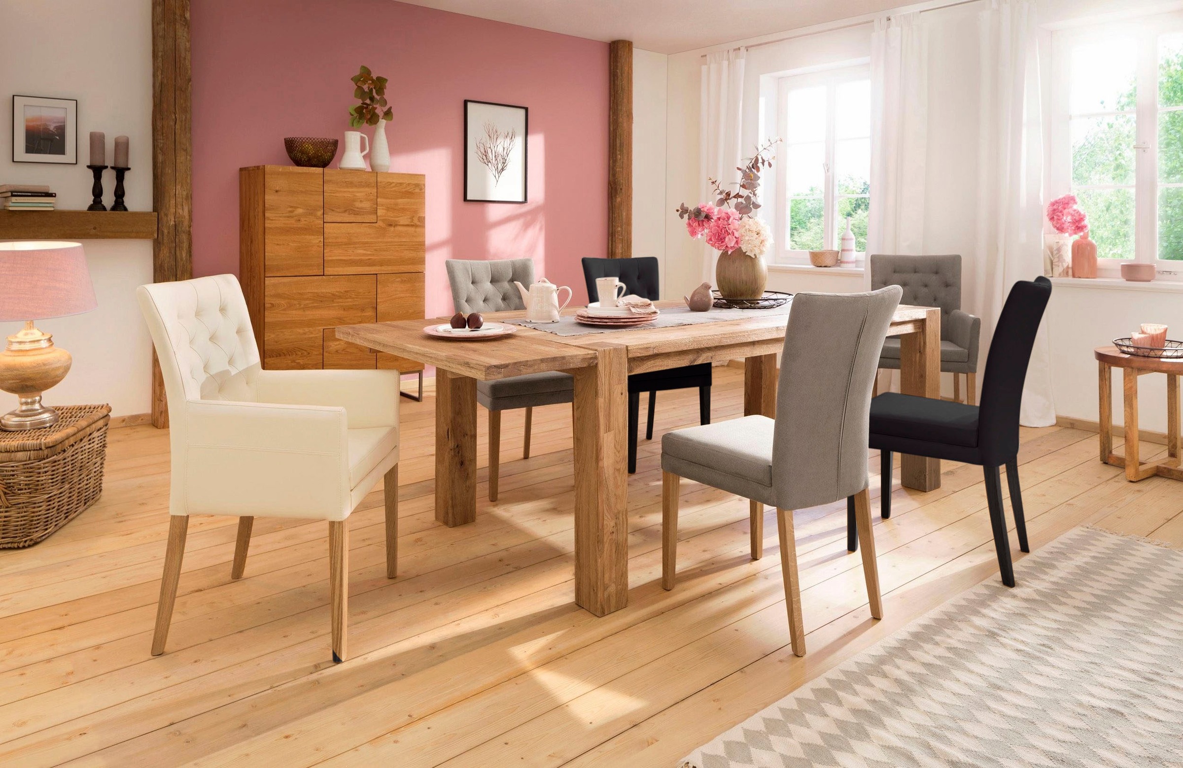 Home affaire 4-Fußstuhl »Colorado«, (Set), 4 St., Kunstleder, Beine aus Buche, wengefarben lackiert, Im 2er, 4er oder 6er-Set