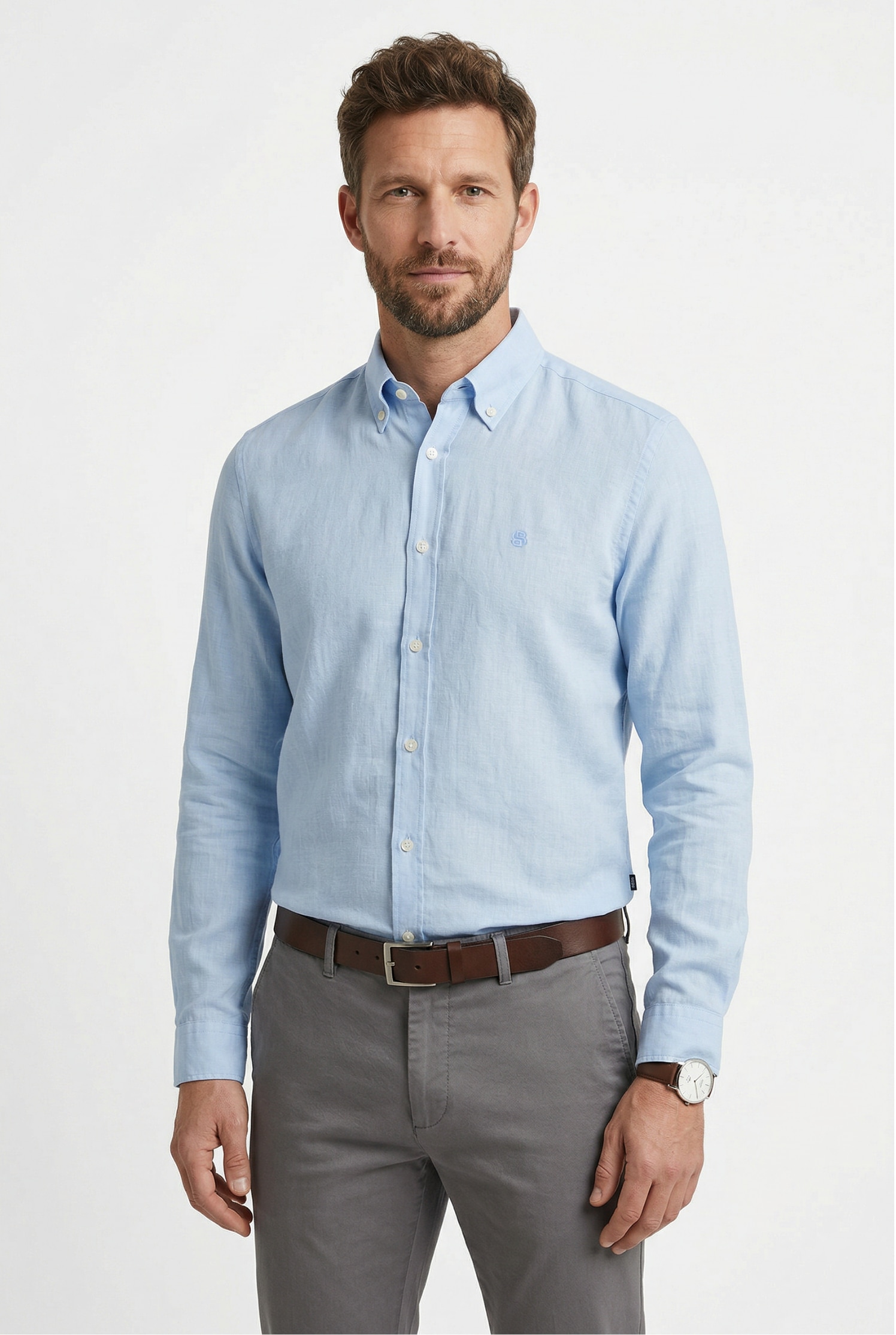 BOSS Leinenhemd »LIAM« 100% Leinen mit Button-Down-Kragen, regular fit