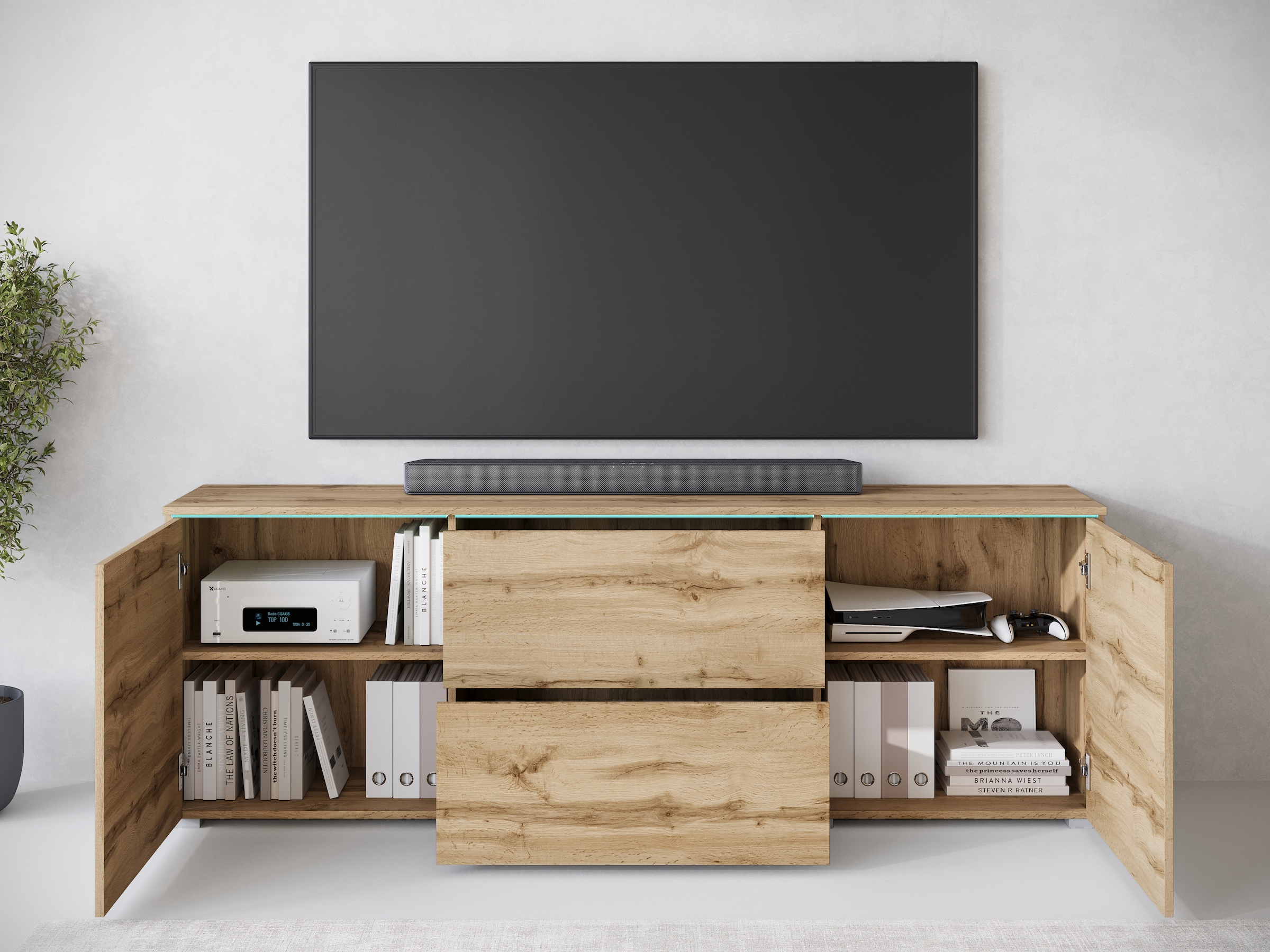 INOSIGN Lowboard, Lowboard Vera, 2 Türen/2 Schubladen, TV-Schrank mit viel Stauraum