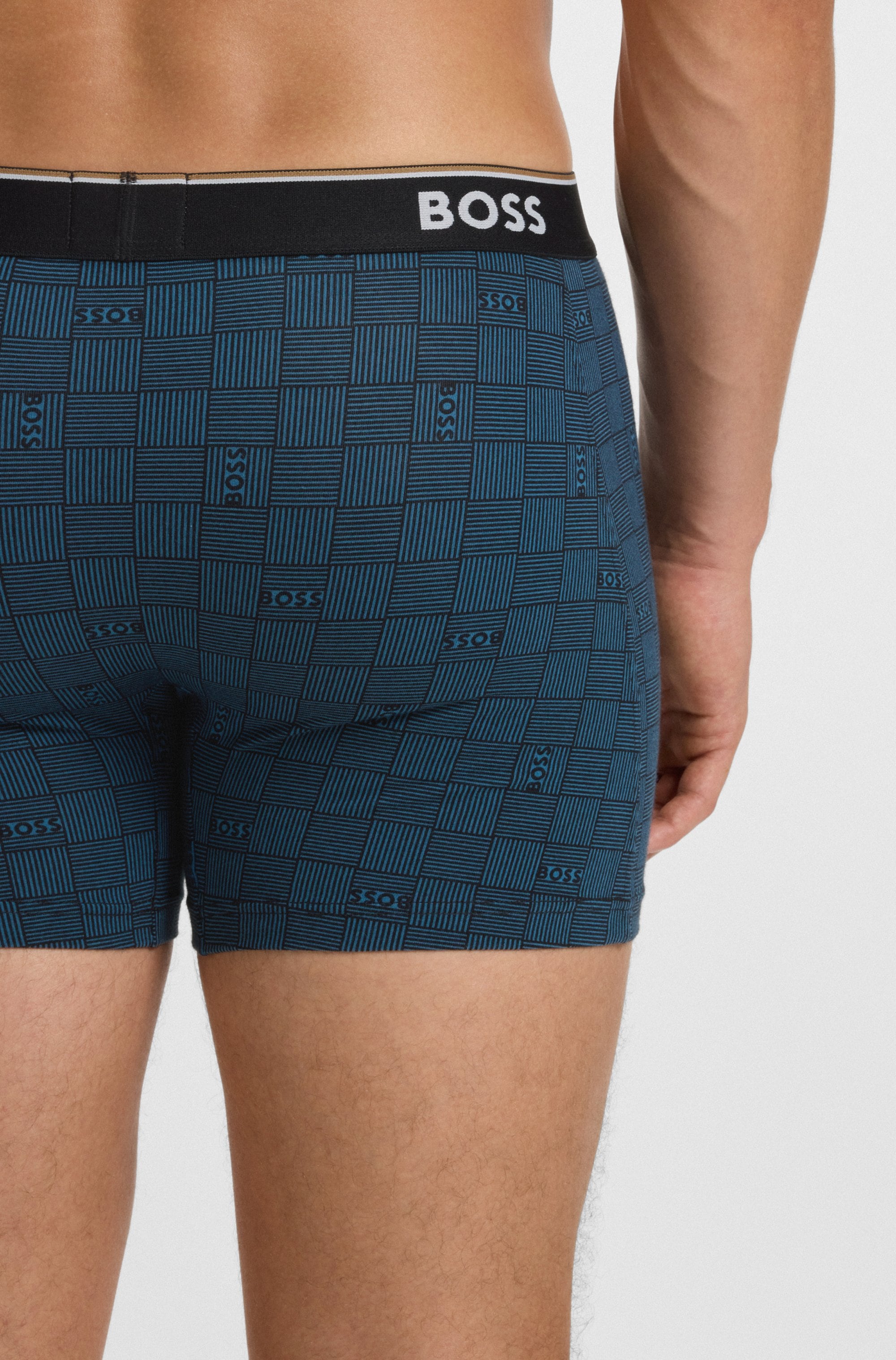 BOSS Boxershorts »Boxer Brief 3P Power Design«, (3 St.), mit 2x Uni und 1x Muster