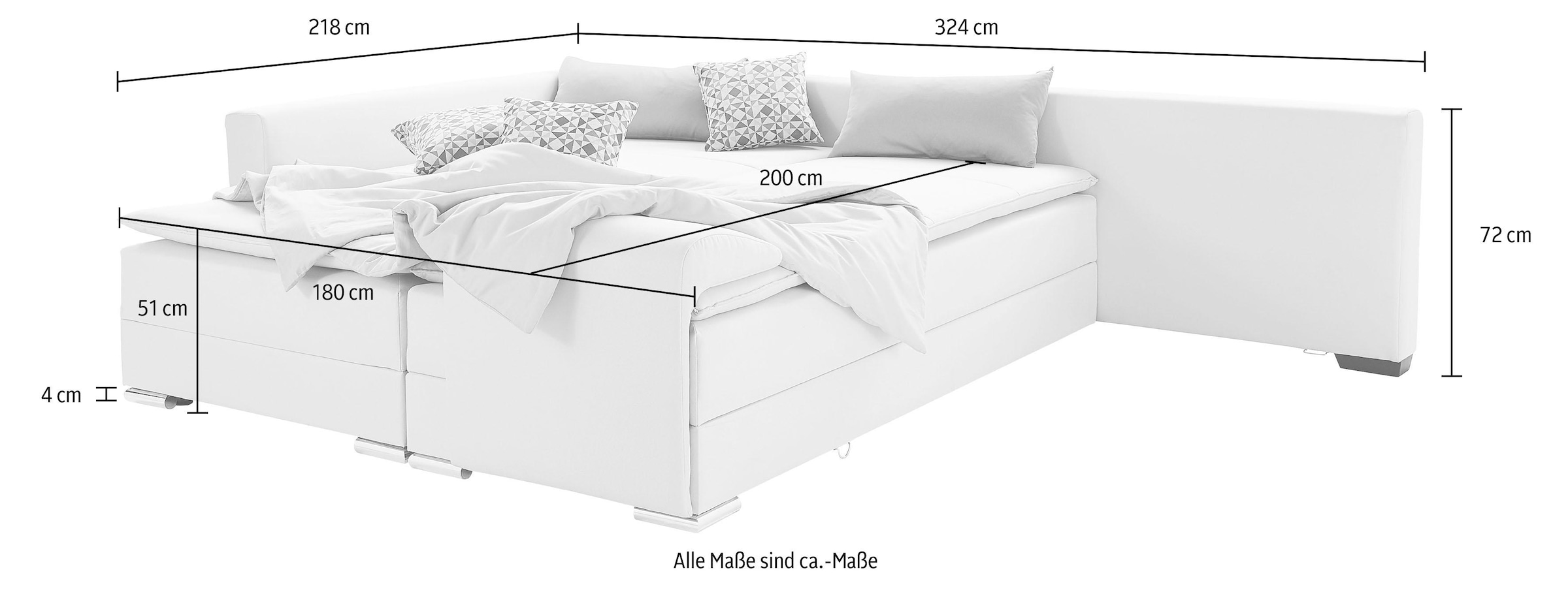 INOSIGN Ecksofa »Night & Day L-Form«, mit Boxspring Bettfunktion 180x200 cm, Dauerschläfer