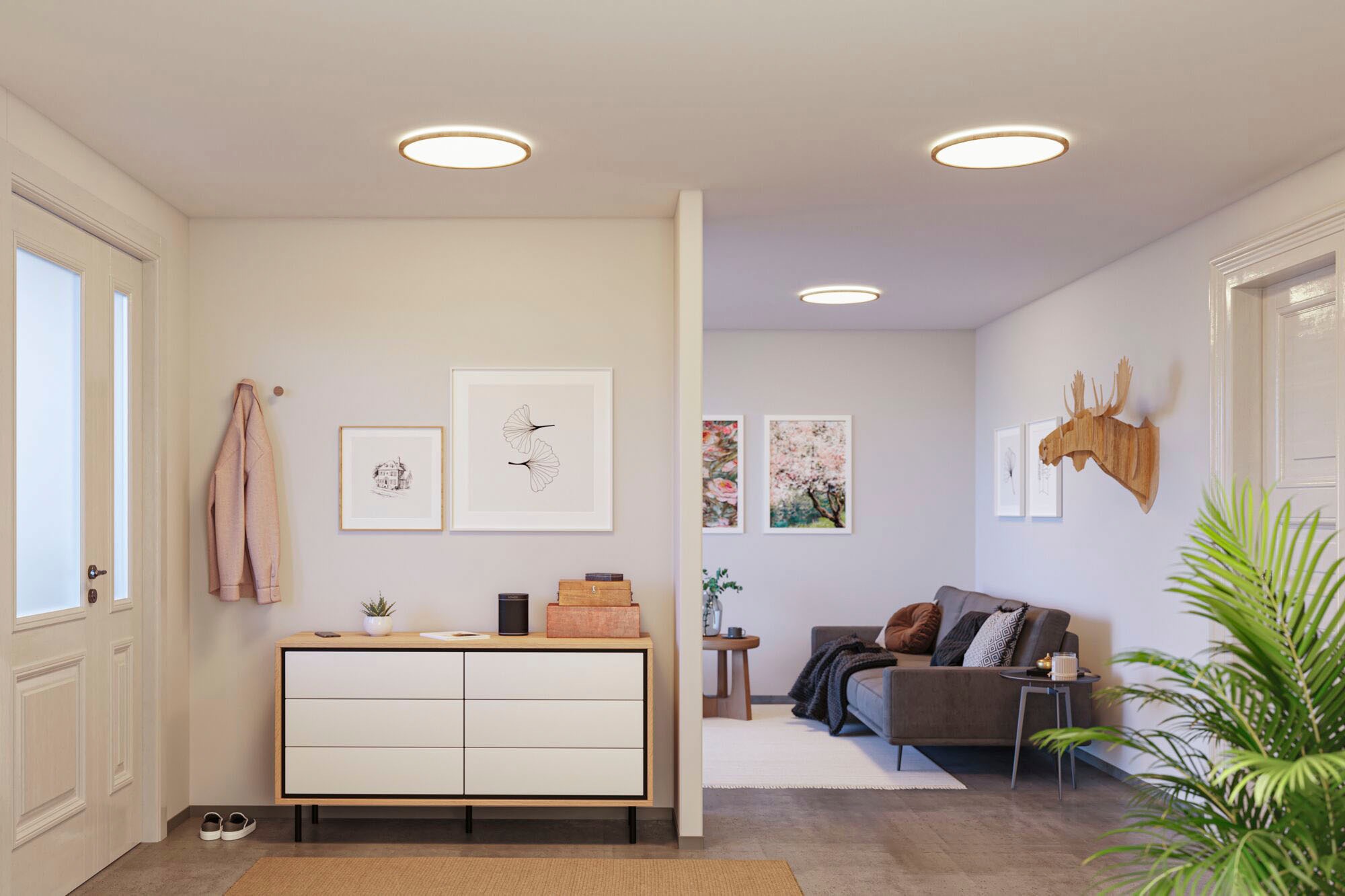 Paulmann LED Panel »Atria Shine 22W 4000K 420mm Eiche Kunststoff IP44«, 1 f günstig online kaufen