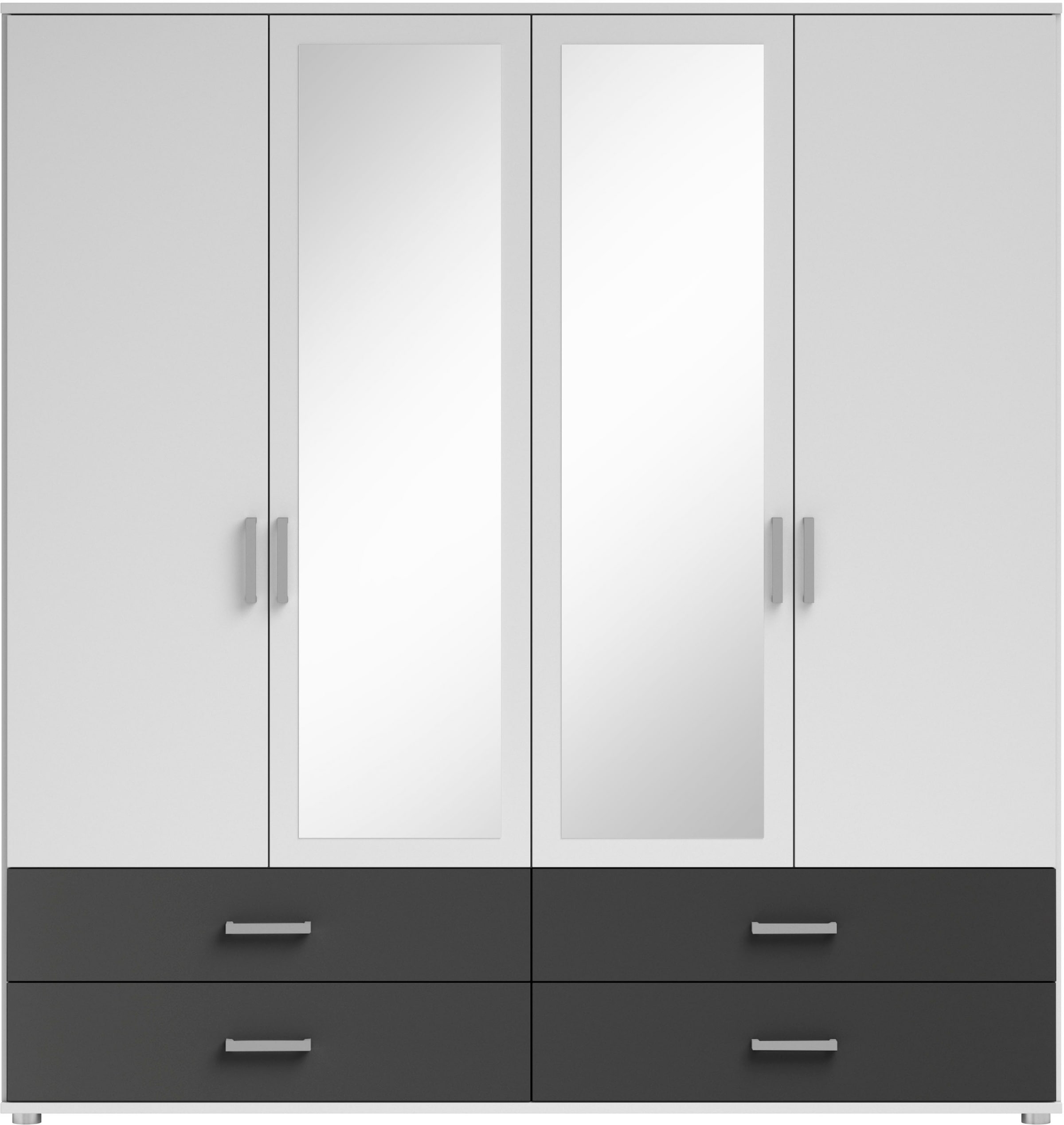 Schlafkontor Drehtürenschrank »Ivar Kleiderschrank mit Spiegel«, inklusive 2 Spiegeltüren und 2 farblich abgesetzten Schubkästen