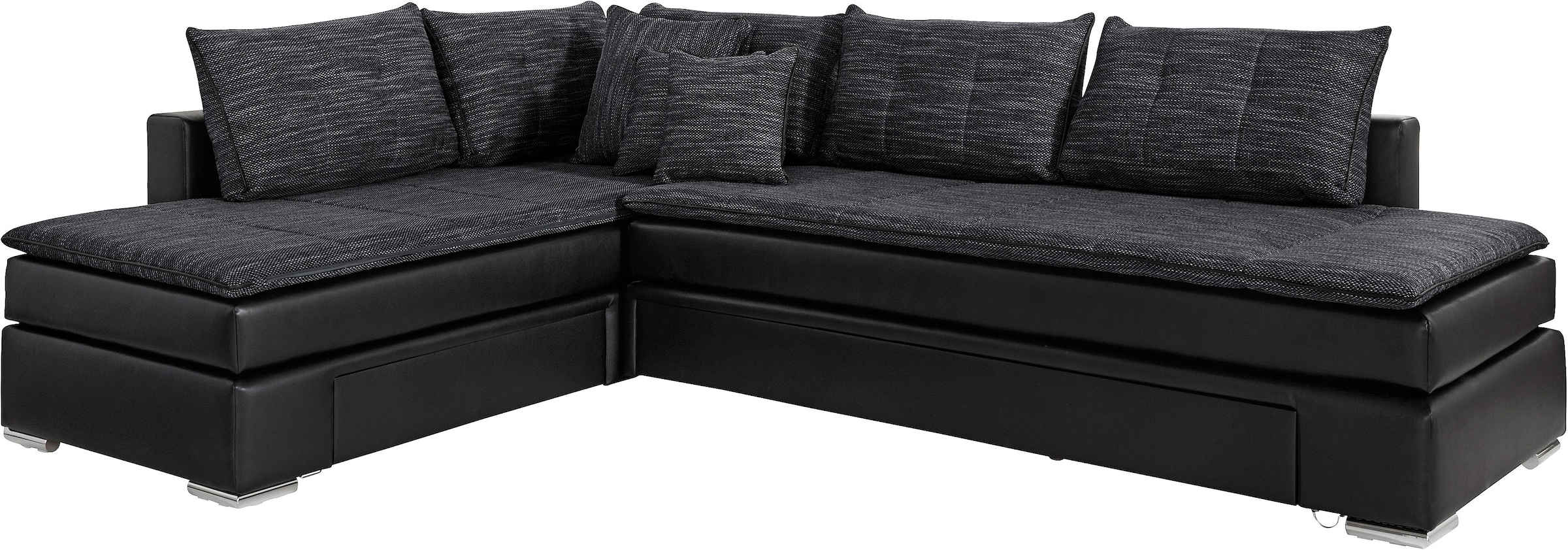 INOSIGN Ecksofa »Boxspringbett Night & Day L-Form mit Dauer-Schlaffunktion o. Armlehnen«, mit Boxspring-Bettfunktion 164x200 cm und Bettkasten, Dauerschläfer!