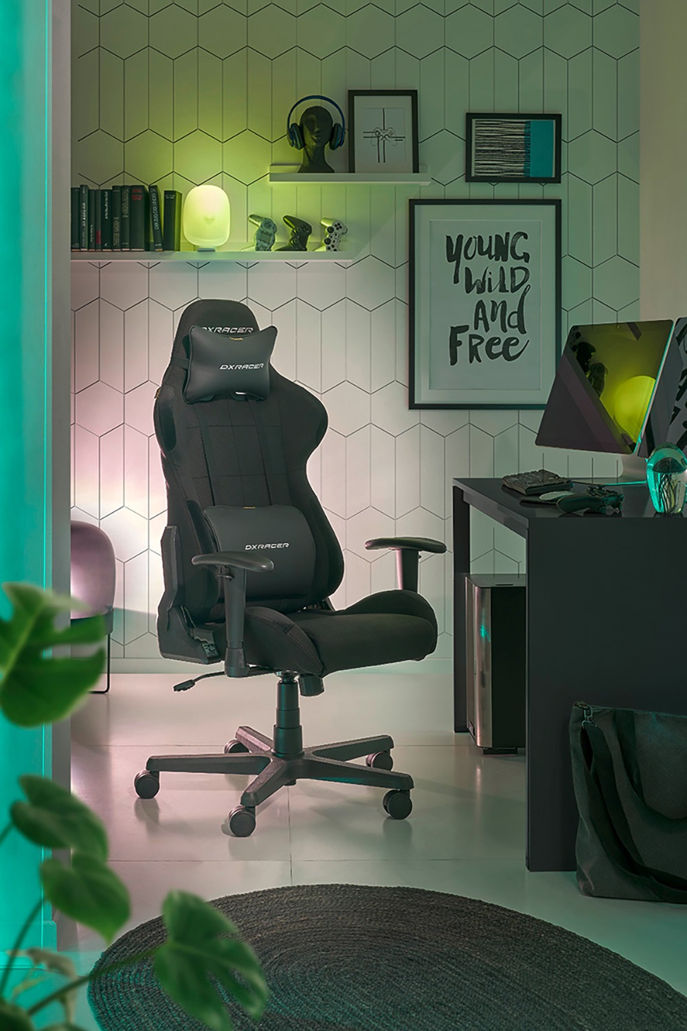 MCA furniture Gaming-Stuhl »DX Racer Formula Gamingchair«, (Set), 1 St., Stoff, Gaming,Racing,Design,Lordose,Kissen,Armlehne,drehbar,verstellbar