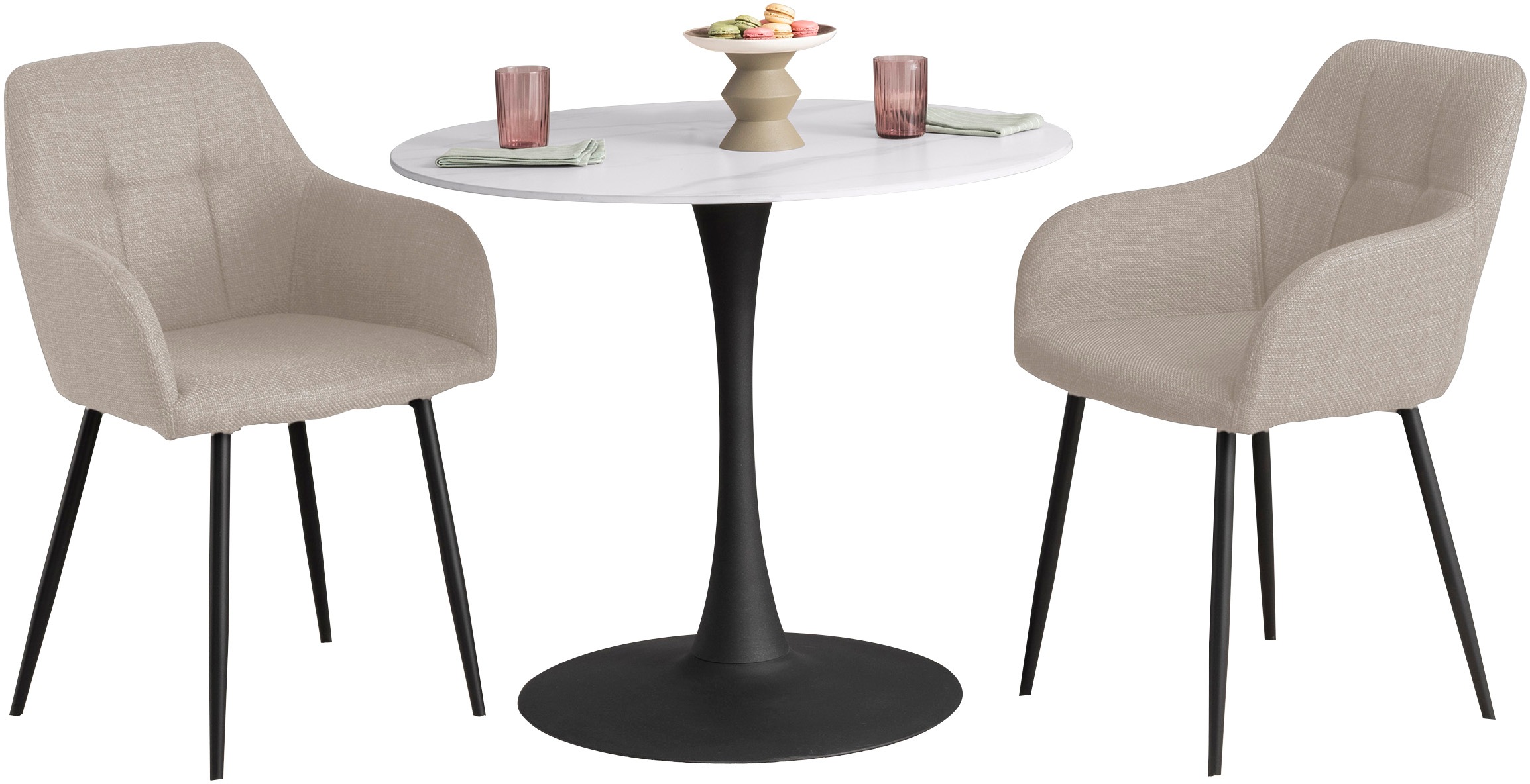 HELA Essgruppe »MOSEL« 3 Stk. tlg. Tisch 90x75 cm, Platte rund, gesinterter günstig online kaufen