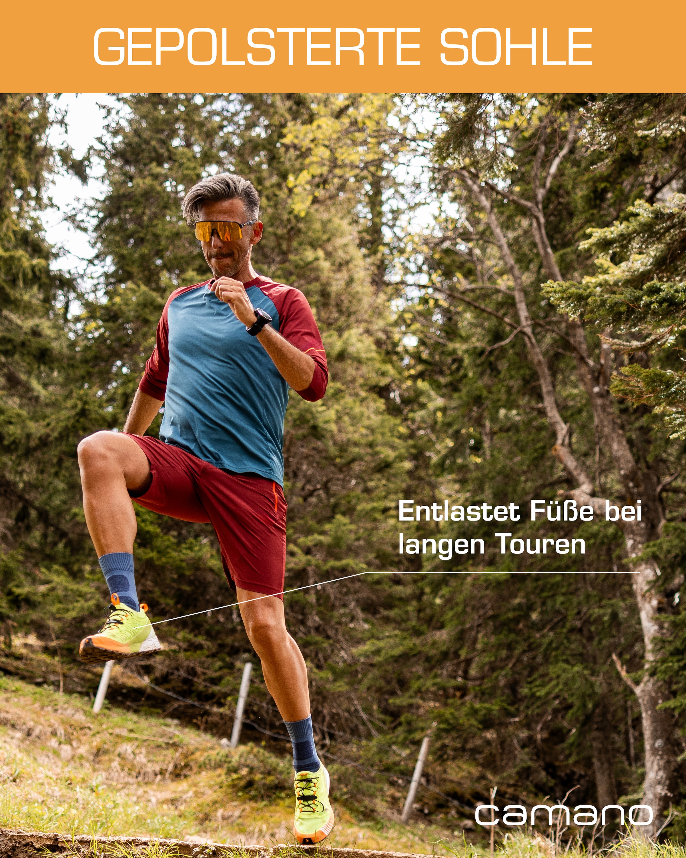 Camano Wandersocken »Function« 4 Paar,  mit Fußgewölbe-Stütze