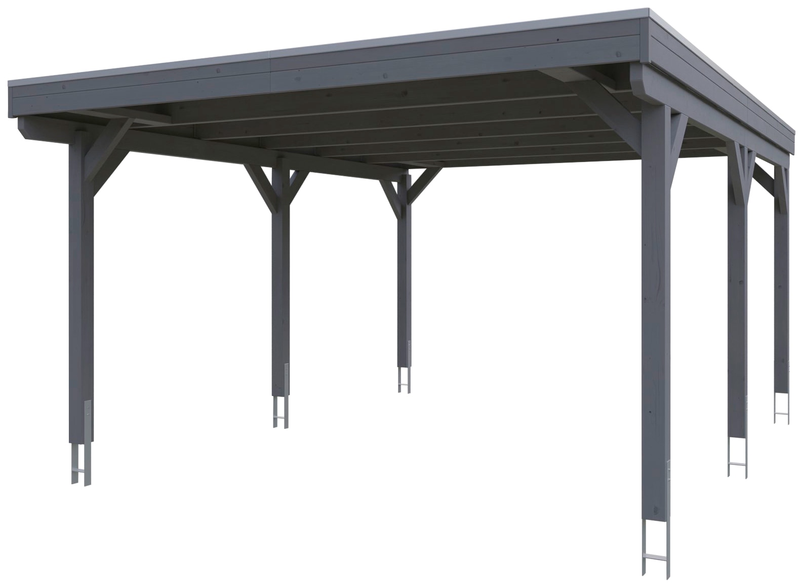 Skanholz Einzelcarport »Grunewald«, Leimholz-Nordisches Fichtenholz, dunkelgrau, mit Aluminiumdach
