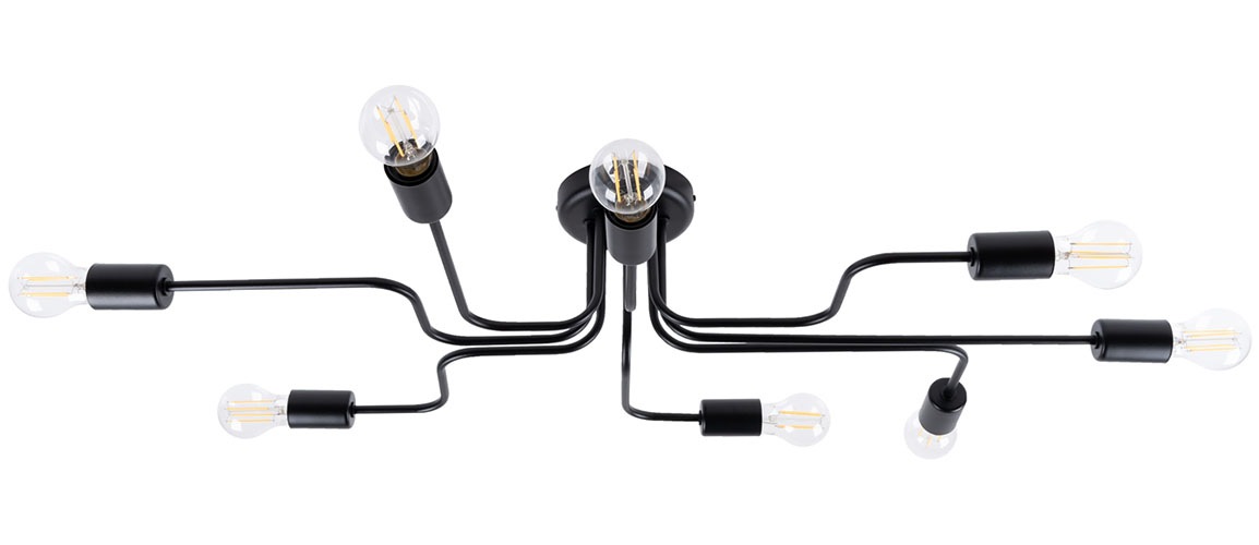 SOLLUX lighting Deckenleuchte »Kronleuchter VECTOR 8 schwarz«, 8 flammig, L günstig online kaufen