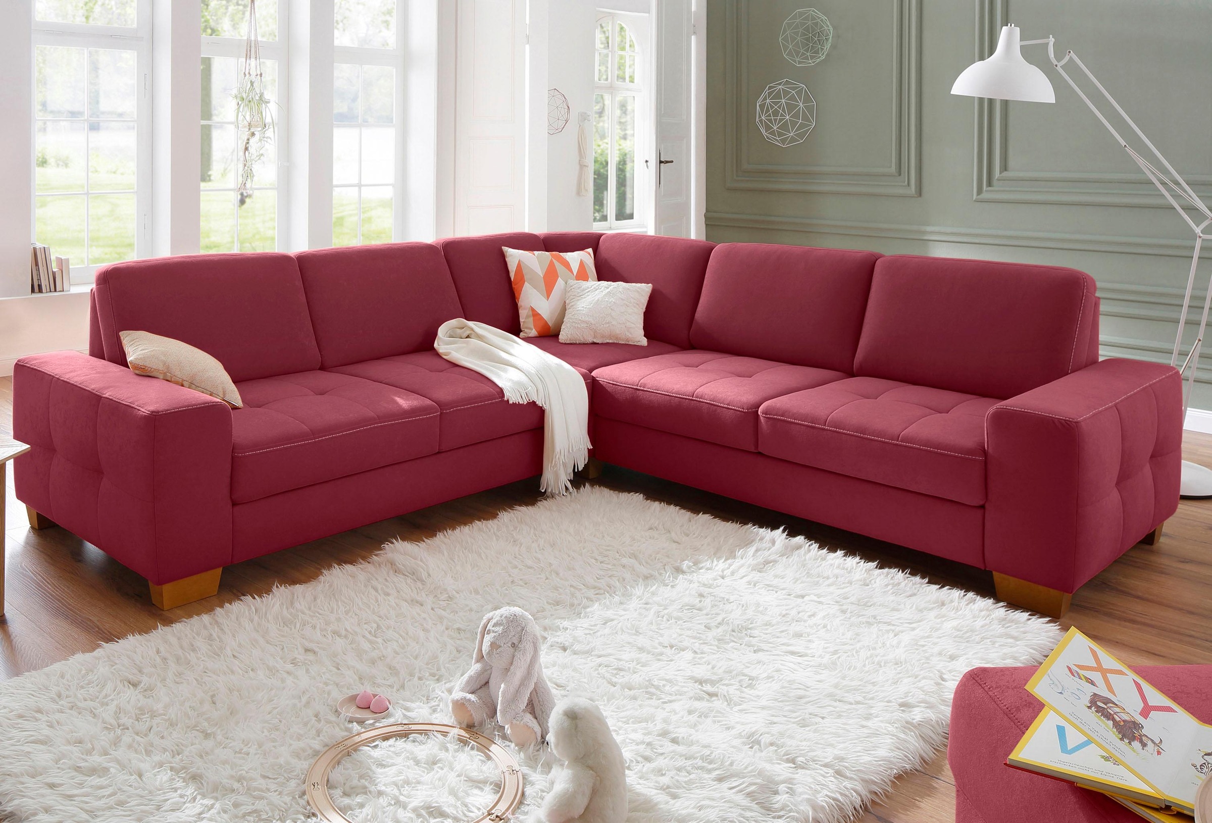 Home affaire Ecksofa »Puccini L-Form«, mit Federkern, Sitztiefenverstellung, Kontrastnaht
