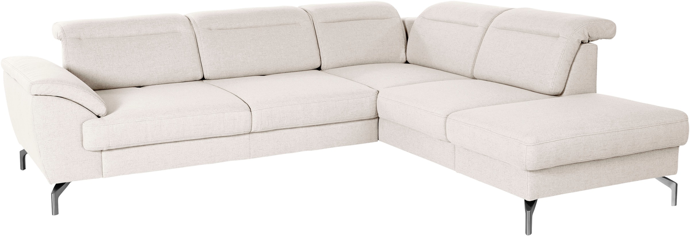 sit&more Ecksofa »Percy L-Form«, 15 cm Fußhöhe, Sitztiefenverstellung, wahlweise in 2 Fußfarben