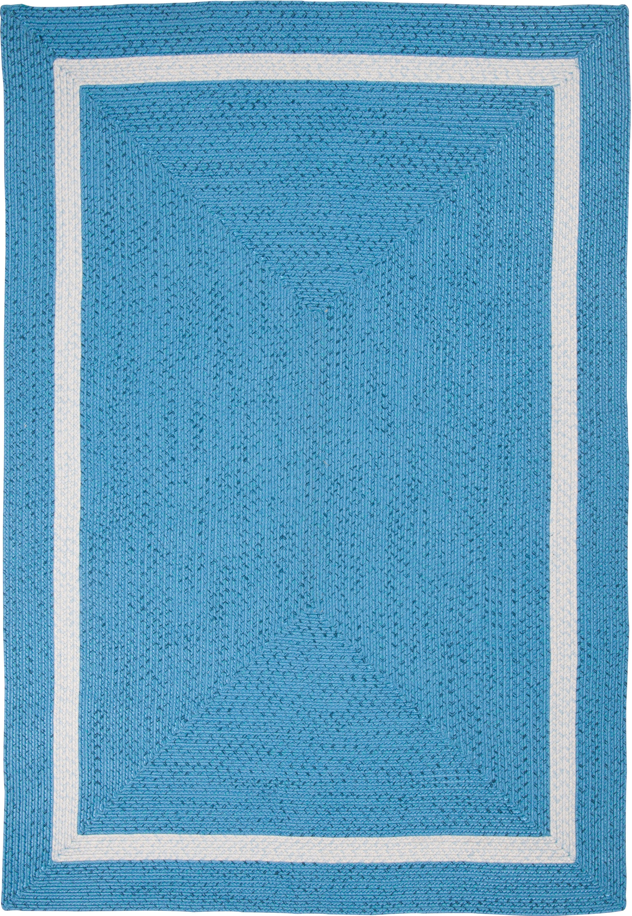 Gino Falcone Teppich »Benito«, rechteckig, 6 mm Höhe, Flachgewebe, Uni Farben, mit Bordüre, In- und Outdoor geeignet