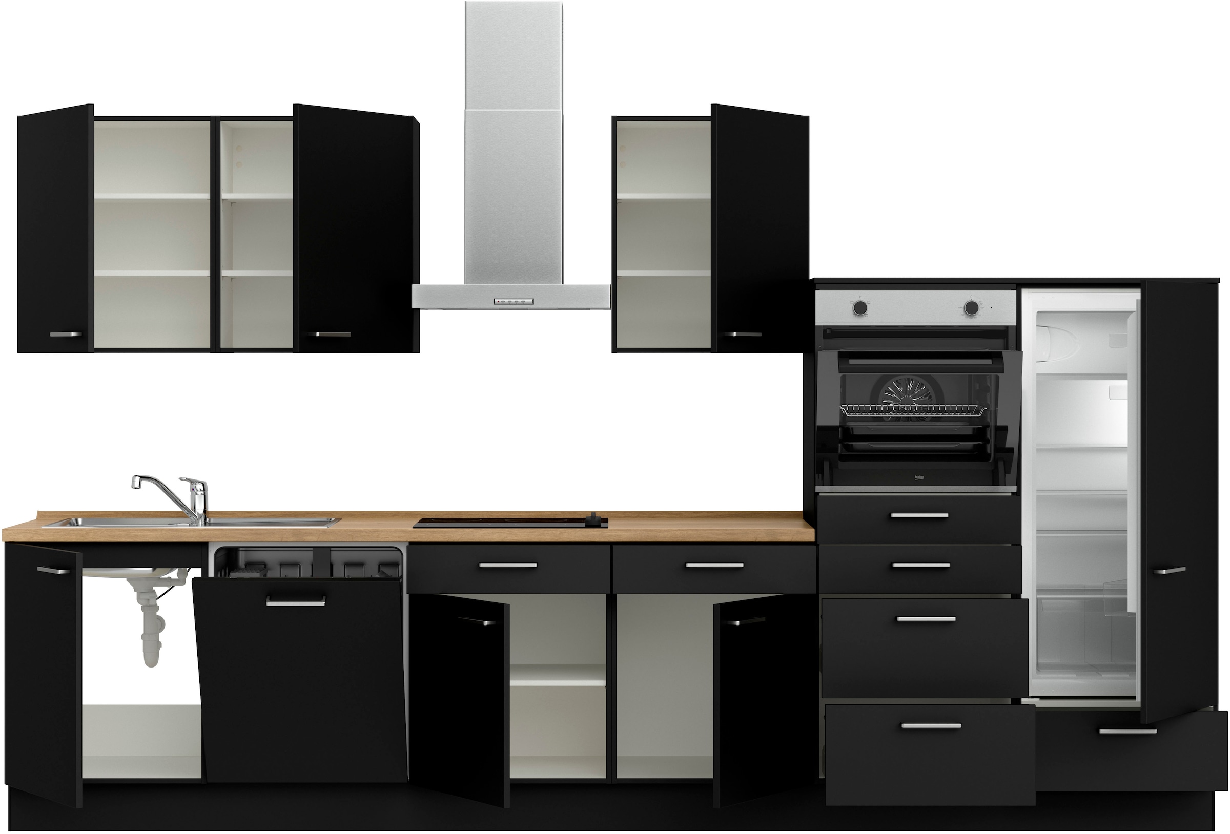 nobilia® Küchenzeile »"Touch I"«, vormontiert, Ausrichtung wählbar, Breite 360 cm, wahlw. mit E-Geräten