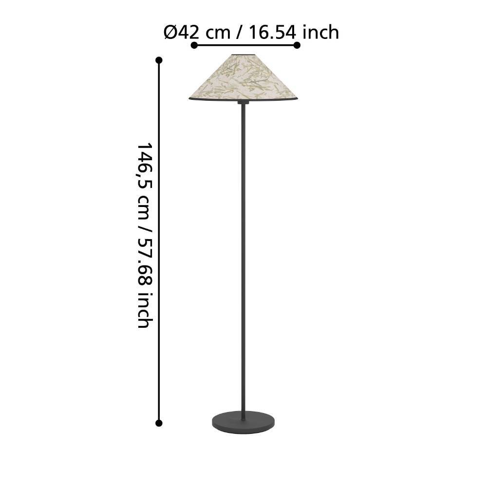 EGLO Stehlampe »OXPARK«, 1 flammig, Leuchtmittel E27 | ohne Leuchtmittel, Standleuchte, Stehleuchte, Textil mit Bambus-Blättern, Wohnzimmer
