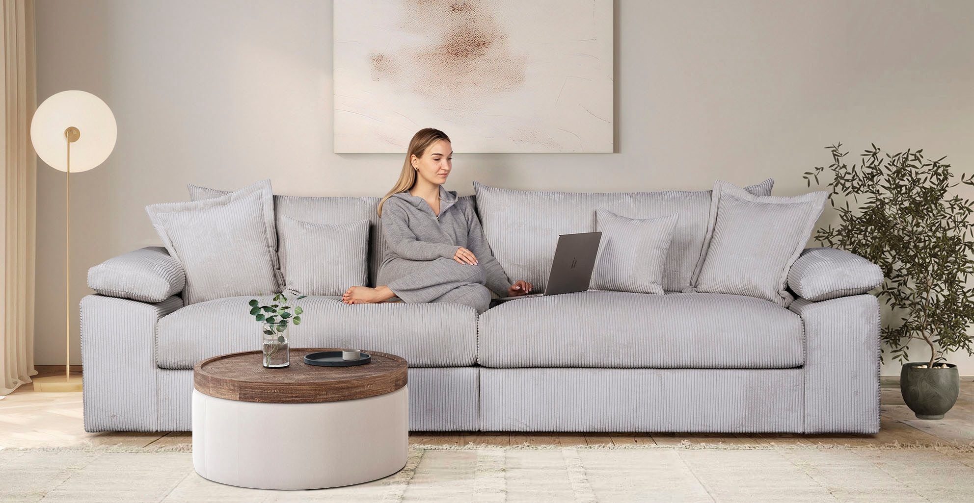 Home affaire Big-Sofa "Soft&Cosy XXL", Mega Sofa, in Cord, inklusive Kissen günstig online kaufen