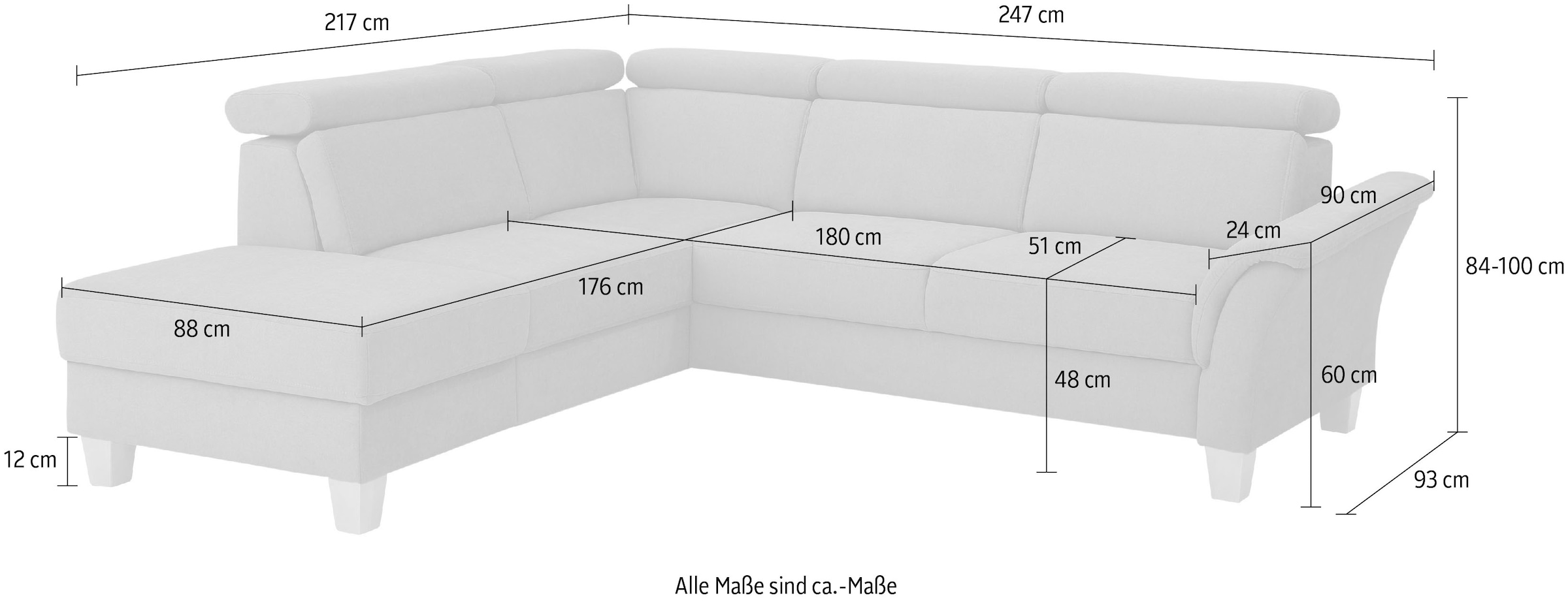 Home affaire Ecksofa »Conville L-Form«, Federkern, wahlweise mit Bettfunktion und Bettkasten bzw. Stauraum