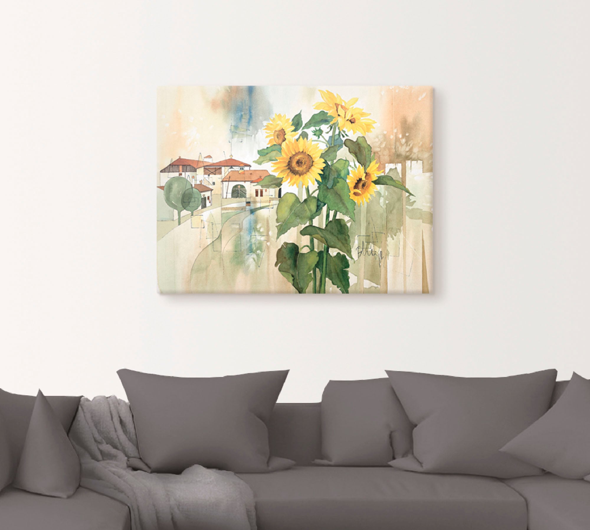 Artland Leinwandbild »Gruss der Sonnenblume« Blumen 1 Stk. tlg. auf Holzrahmen gespannt