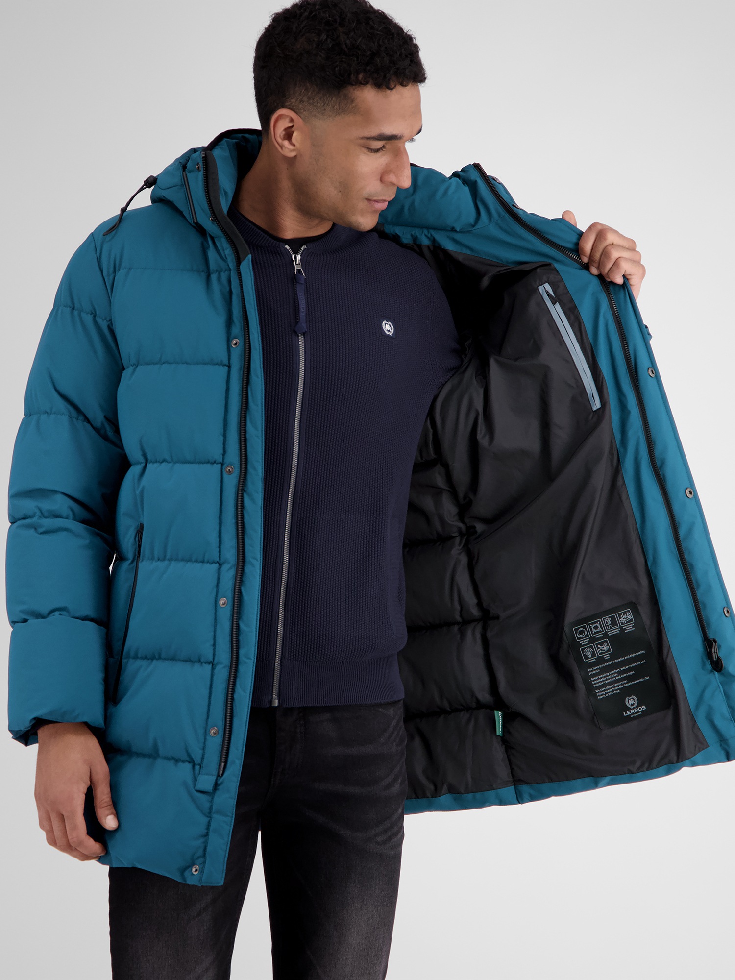 LERROS Steppjacke »LERROS Warm gefütterte Steppjacke mit abnehmbarer Kapuze«, mit Kapuze, Wasser- und windabweisend, atmungsaktiv