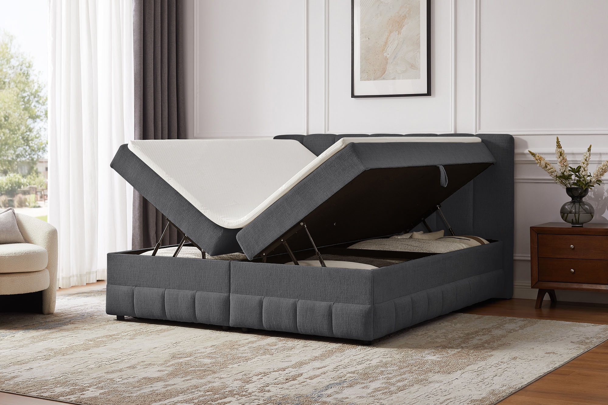 OTTO home Boxbett »Likely inkl. Bettkasten, Liegefläche 180x200 cm, in Boxspring-Optik«, inkl. Topper, erhältlich in verschiedenen Farben