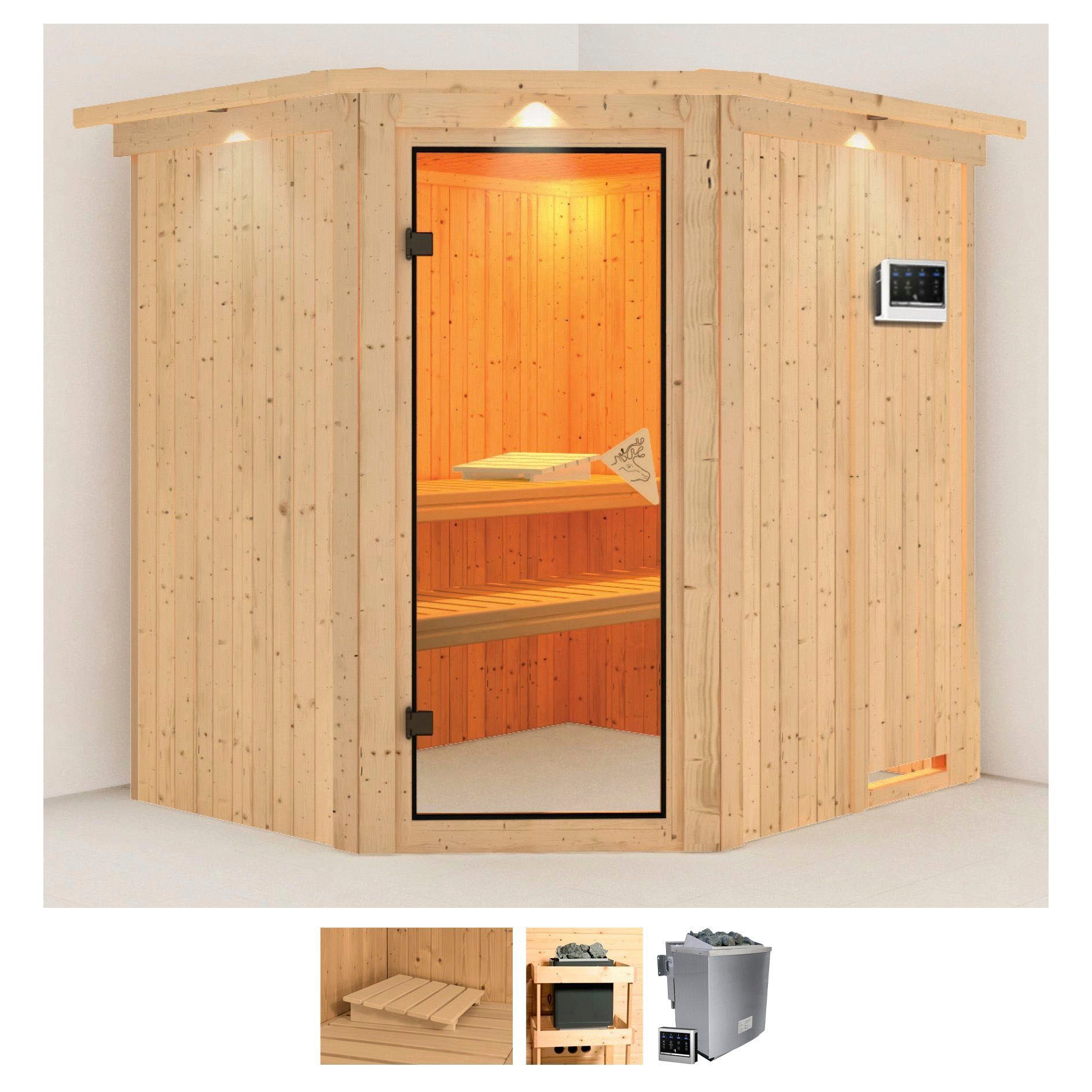 Karibu Sauna »Stine« Set, 9 KW-Bio-Ofen mit externer Steuerung günstig online kaufen