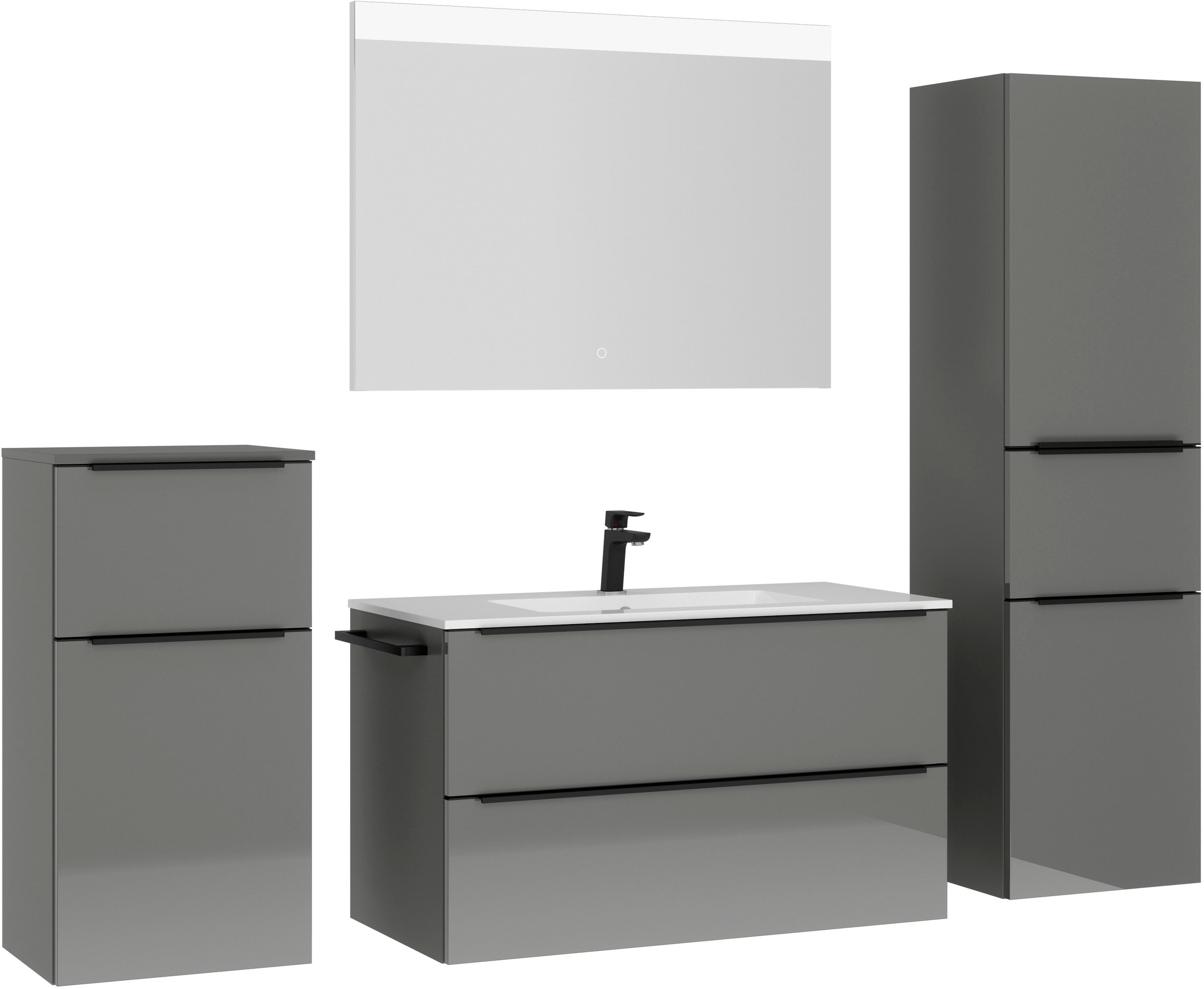 nobilia® Badmöbel-Set »Levere« vormontiert, mit Soft-Close, 4 Stk. tlg. günstig online kaufen