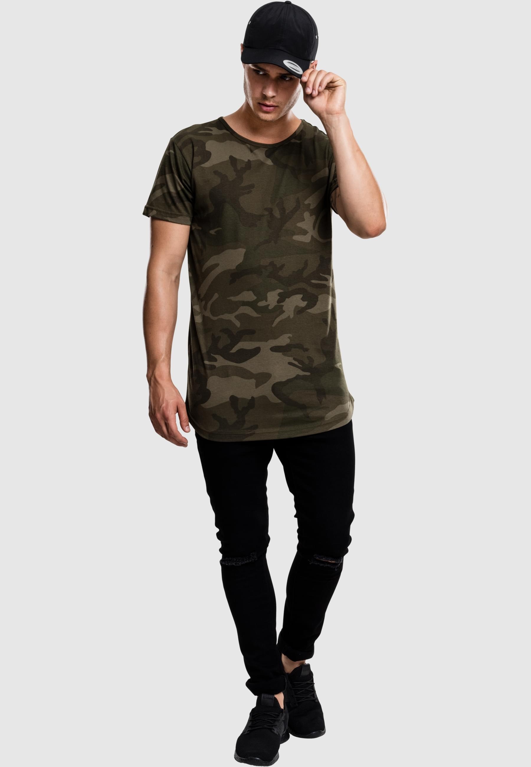 URBAN CLASSICS Kurzarmshirt »Urban Classics Herren Camo Shaped Long Tee« 1 Stk.