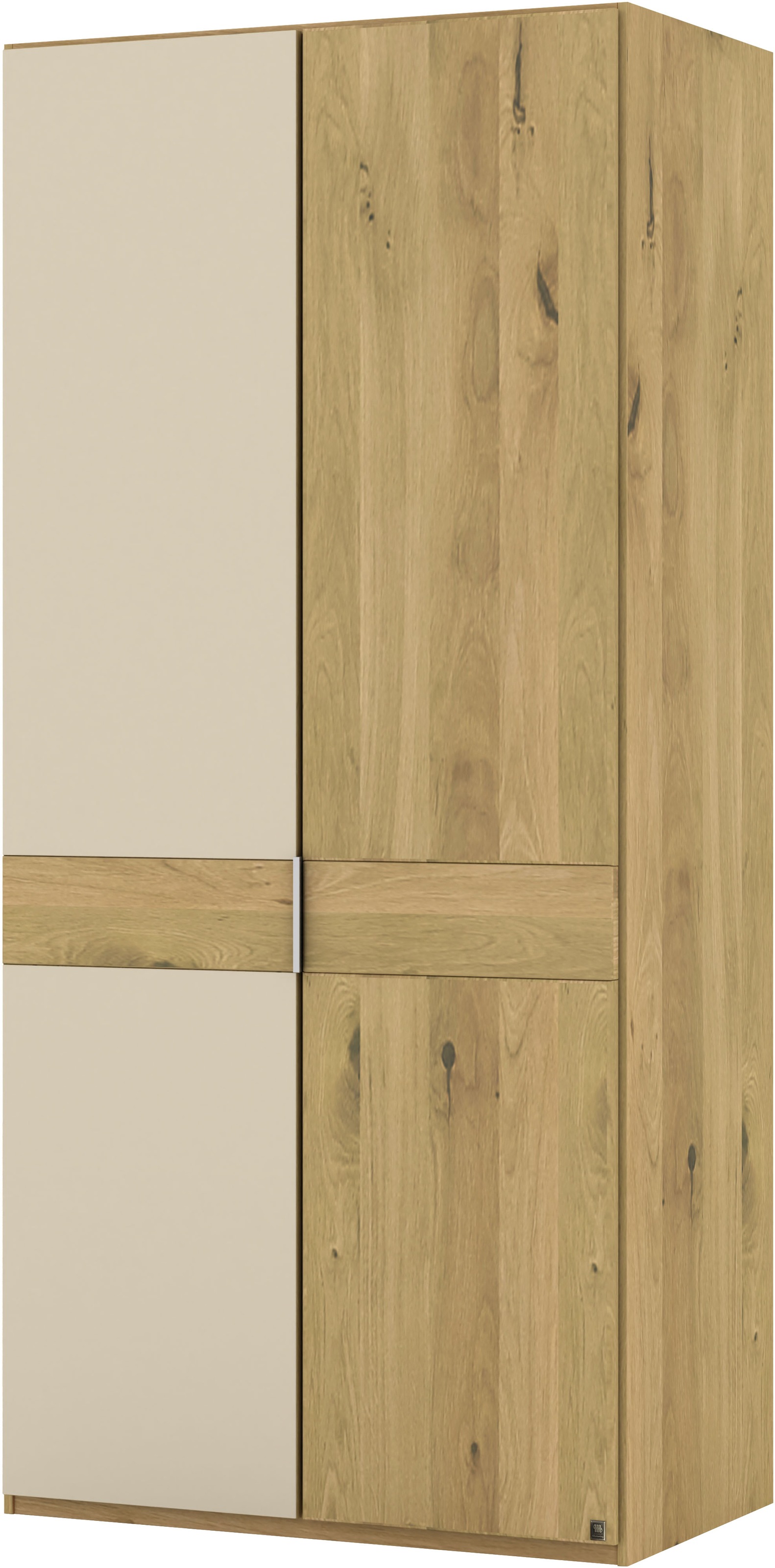Musterring Drehtürenschrank »Savona, Kleiderschrank, Schrank, Garderobe, teilmassiv Eiche«, (mit Türdämpfern, mit Spiegel oder Glas, extra Böden, MADE IN GERMANY), Türen in Bianco-Eiche massiv, Spiegel-/Glastüren, verschiedene Größen