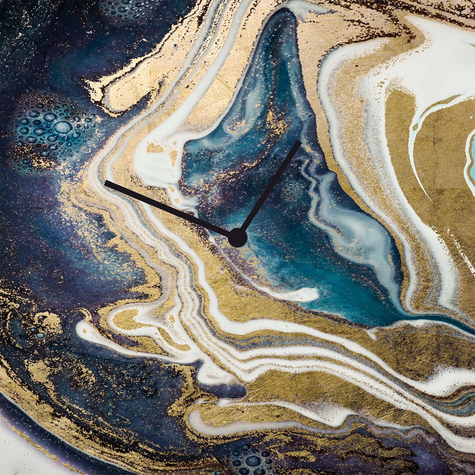 queence Wanduhr »Marmor Gold, Blattgold Applikationen«, Uhr, geräuschlos, gold, Blattgold, handarbeit, Marmor