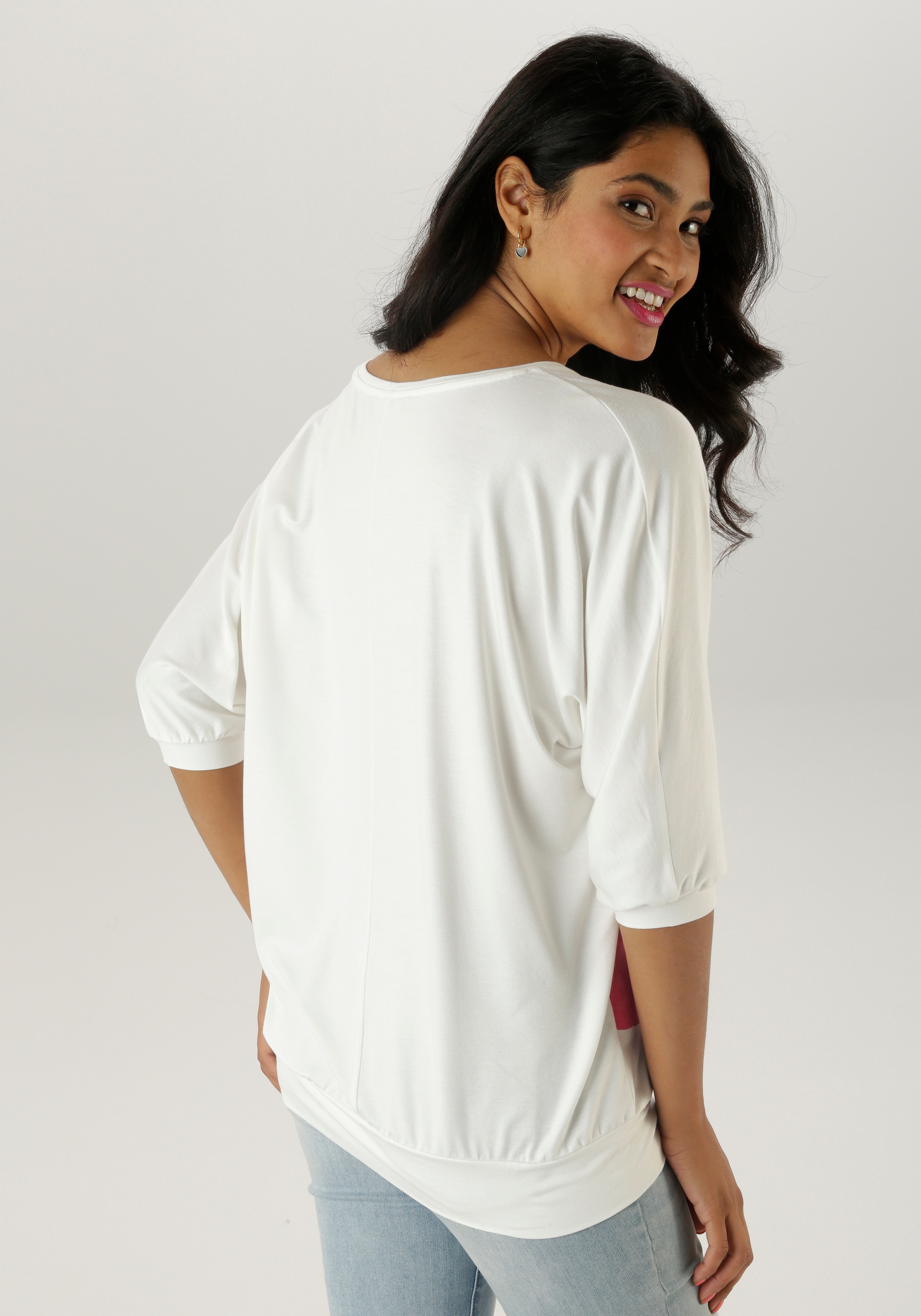 Aniston SELECTED Fledermausshirt, mit großem Front-Blumendruck