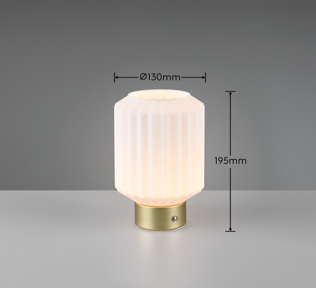 REALITY Leuchten LED Tischleuchte »LORD«, 1 flammig, Leuchtmittel LED-Board | LED fest integriert, kabellose Akku Tischlampe, Glasschirm, USB-C Ladekabel, Touchdimmer