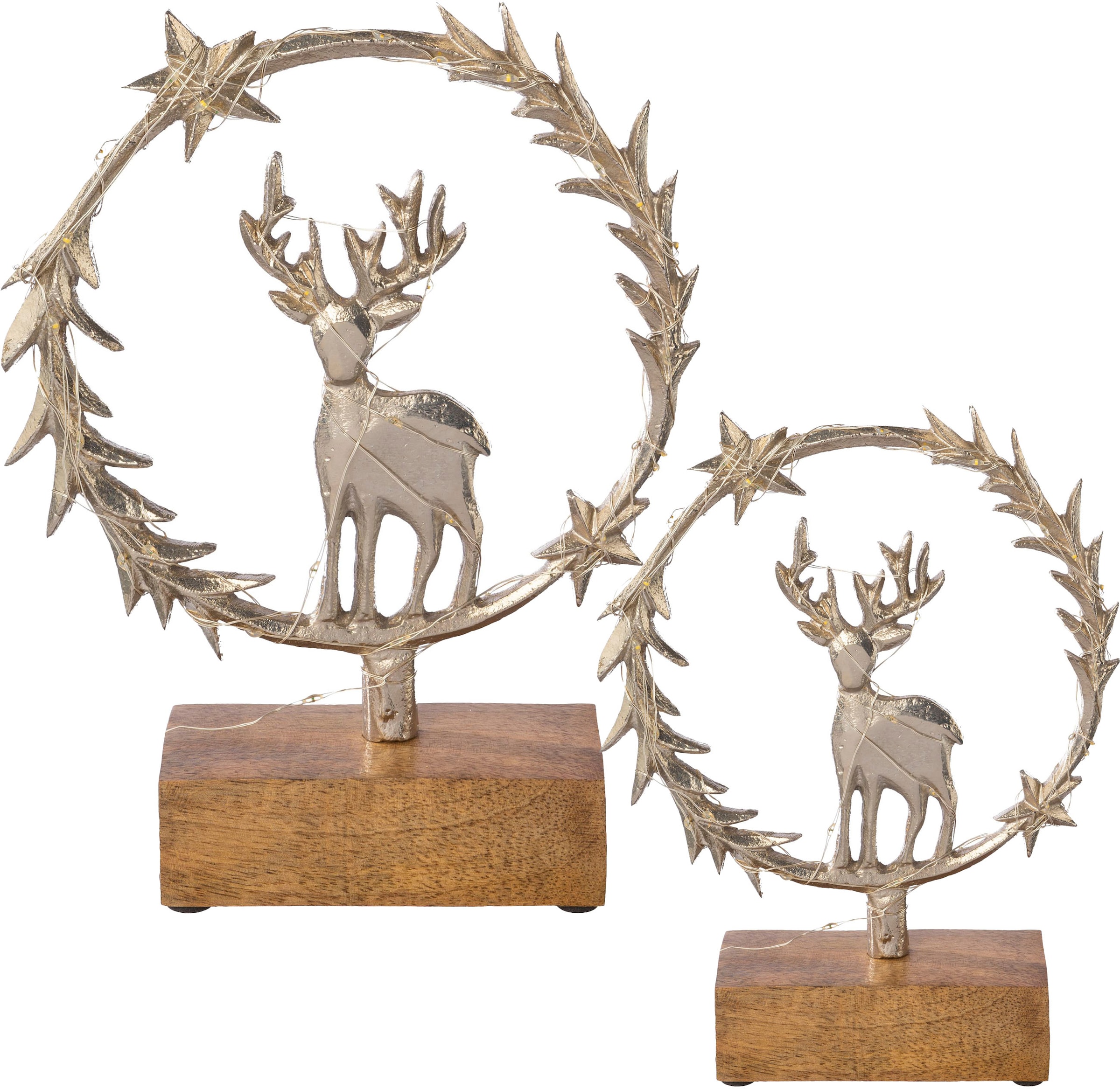 Creativ deco Dekofigur »LUMEN, Deko-Objekt Kranz mit Hirsch« Weihnachtsdeko günstig online kaufen
