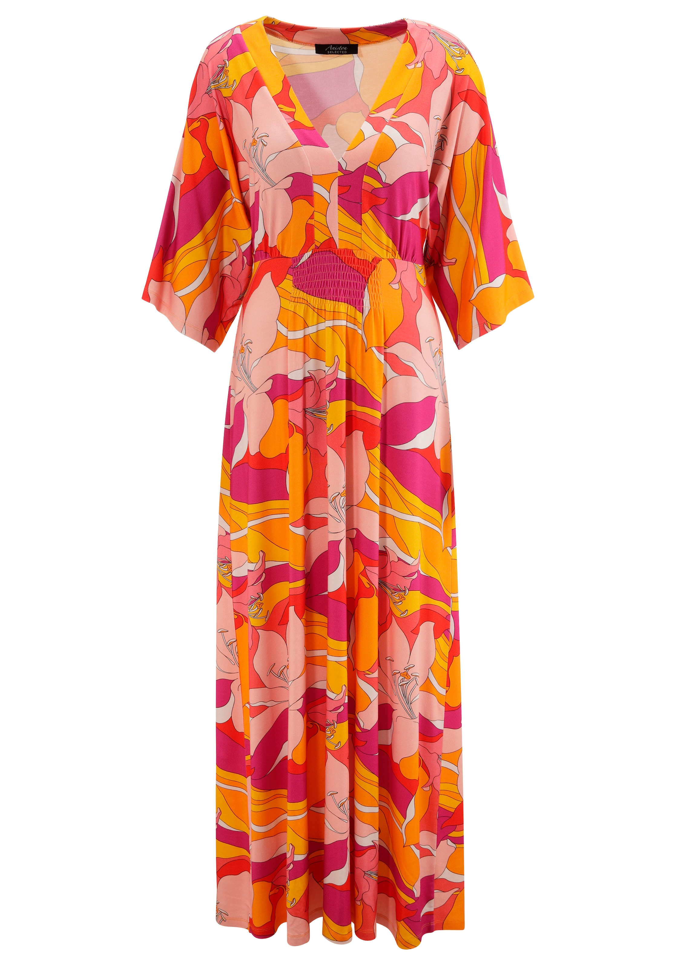 Aniston SELECTED Maxikleid, mit weiten, 3/4-langen Ärmeln