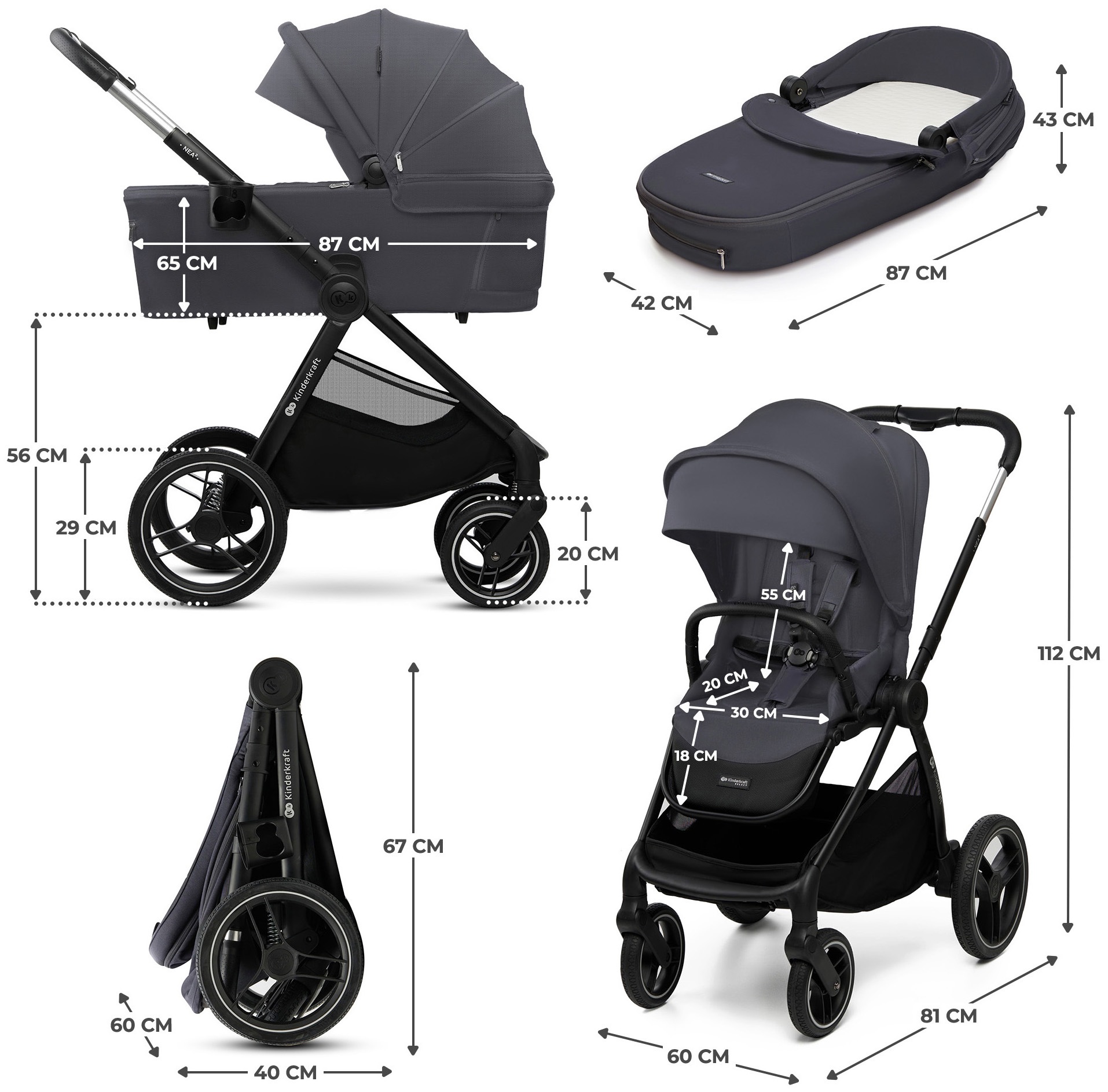 Kinderkraft Kombi-Kinderwagen »NEA 2 2in1« 27 kg
