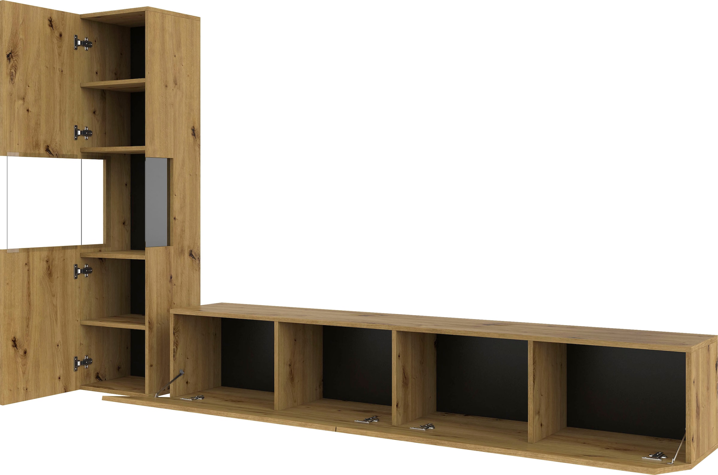 INOSIGN Wohnwand »Ava, Wohnzimmer-Set hängend/stehend montierbar, Vitrine, Lowboard«, 2-tlg.
