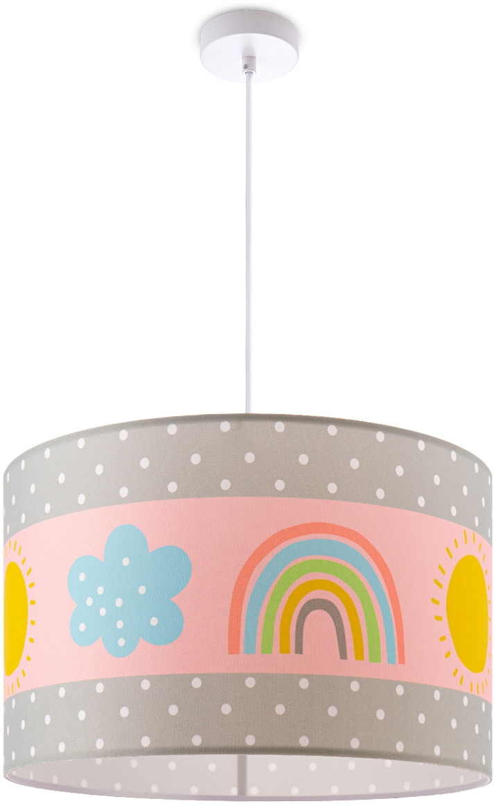 Paco Home Pendelleuchte »Cosmo 962«, 1 flammig, Leuchtmittel E27 | ohne Leuchtmittel, Lampe Kinderzimmer Deckenlampe Regenbogen Sonne Rosa Grau Weiß E27