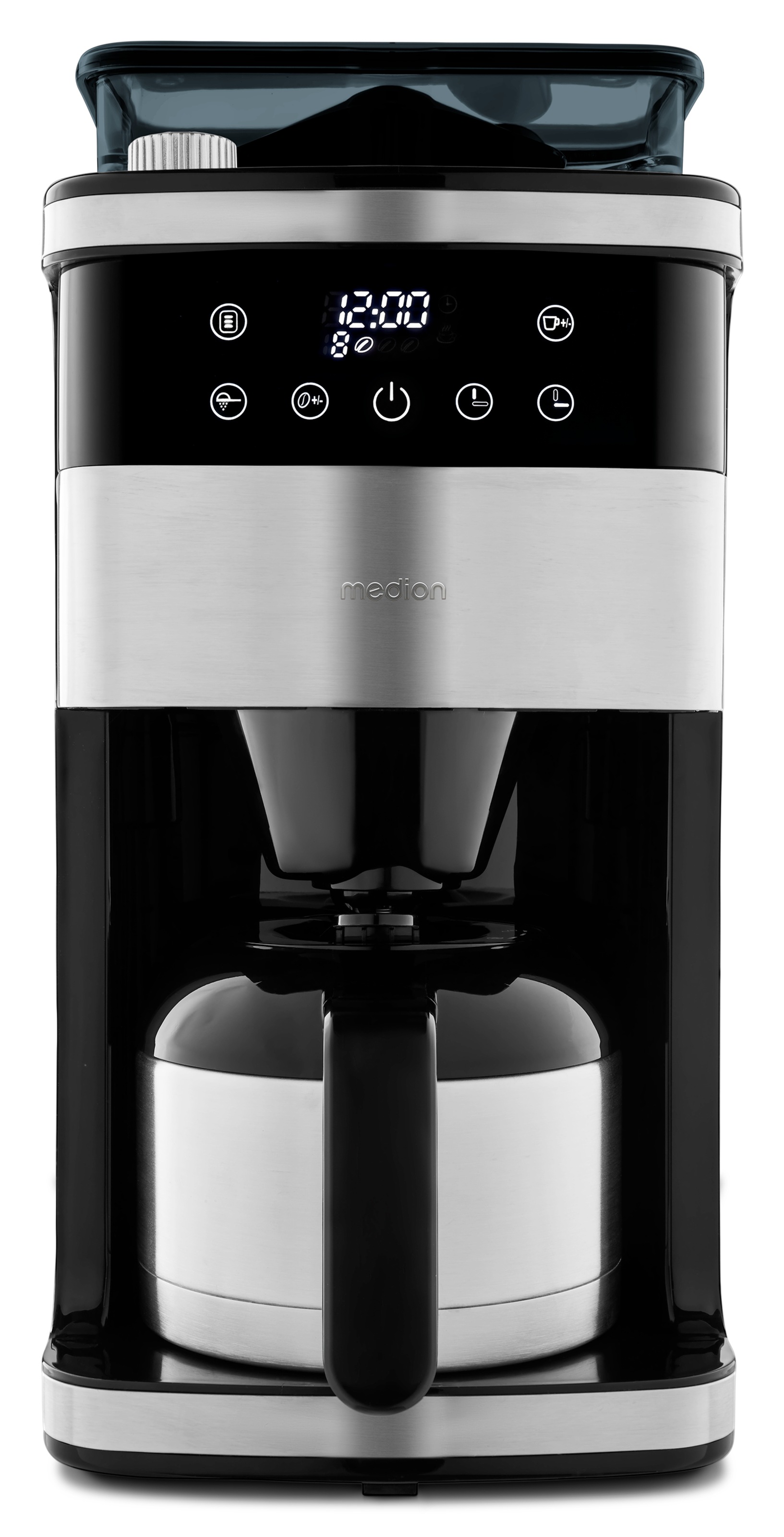 Medion® Filterkaffeemaschine »MD 19911, 8 Mahlstufen, 1 L Wassertank, Thermoskanne, Timerfunktion«, Permanentfilter, Tropfstopp, automatische Abschaltung