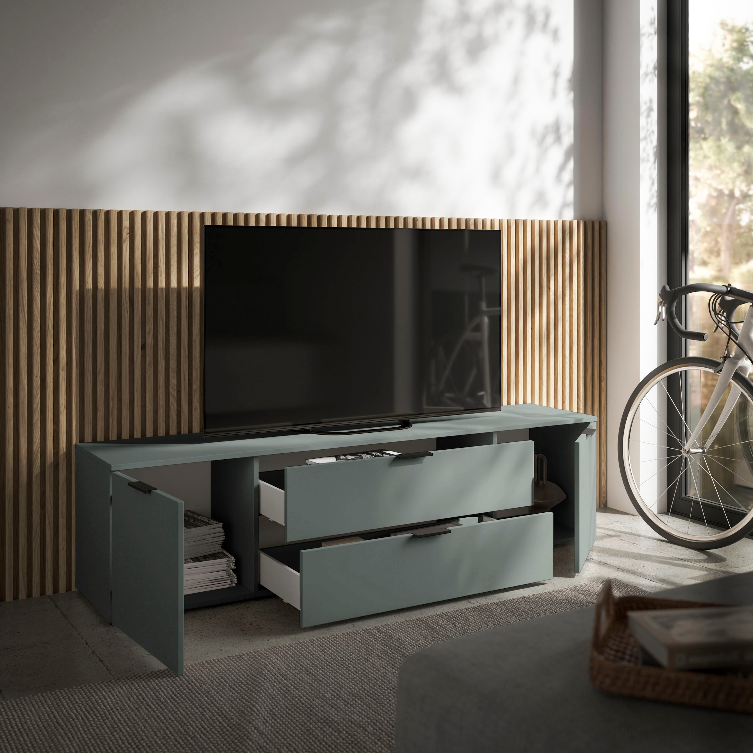 HBZ Lowboard »Linz TV-Unterschrank, BxHxT 180x47x40cm«, (1 St.), Breite 180cm,Lip-Griff, Melaminbeschichtung