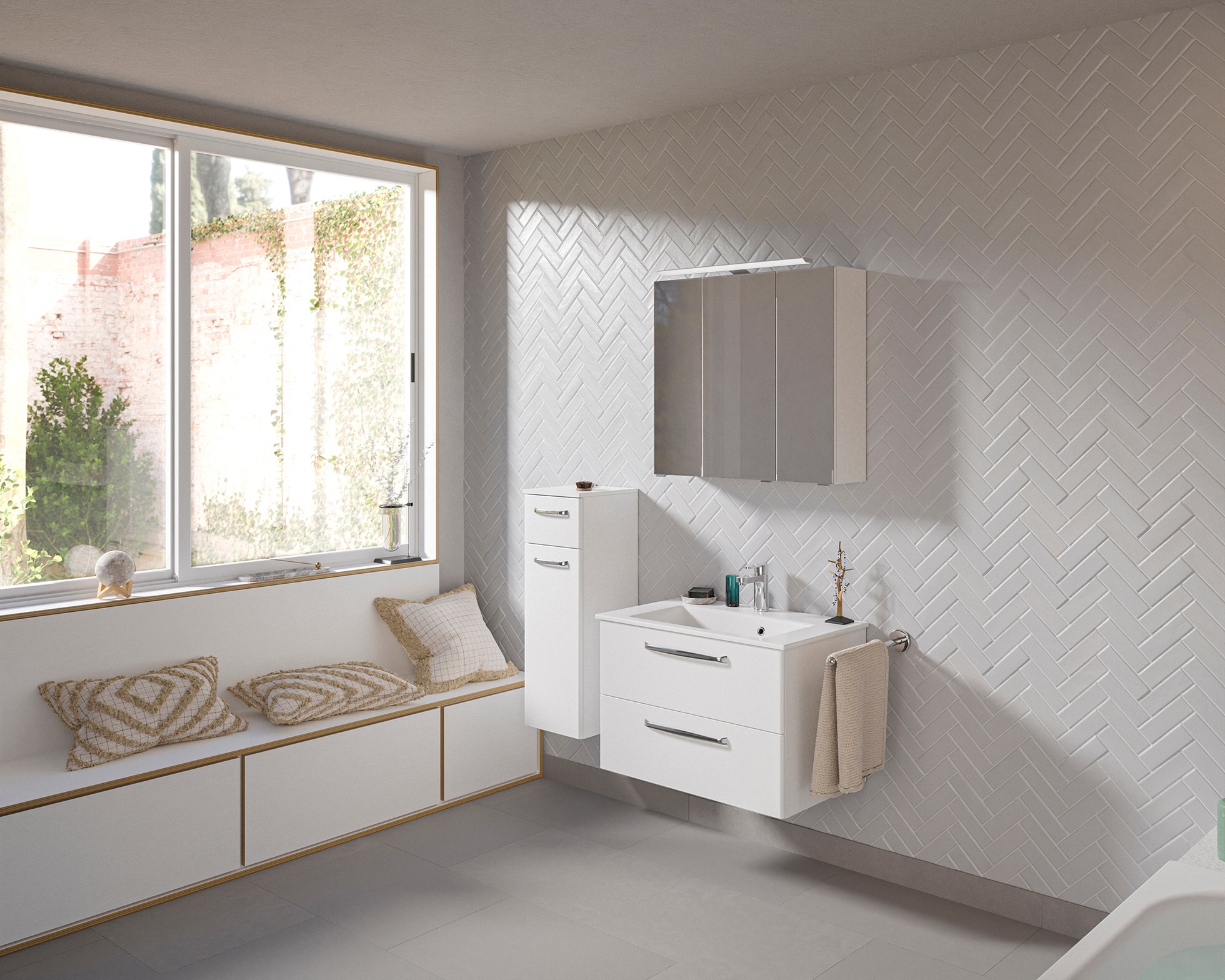 Saphir Badmöbel-Set »Badmöbel-Set Trentino 3-tlg Mineralmarmorwaschtisch LE günstig online kaufen