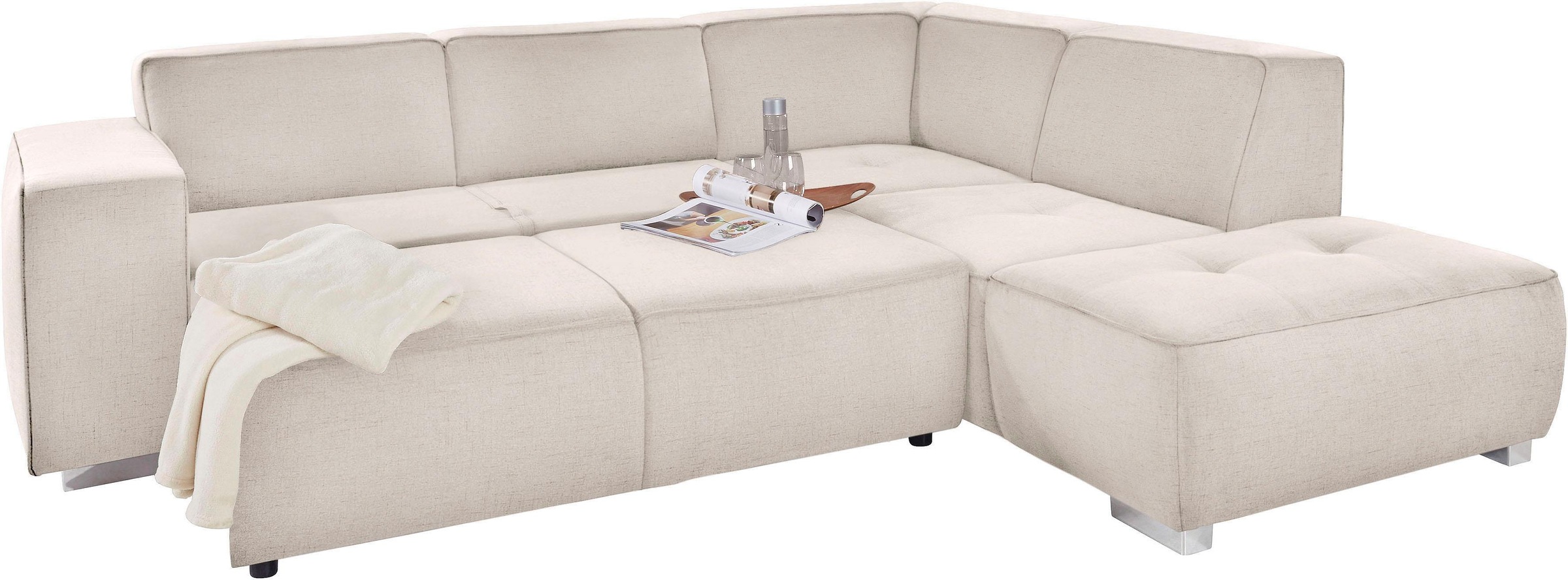INOSIGN Ecksofa »Sapporo L-Form«, wahlweise Bettfunktion oder Sitztiefenverstellung, Federkern