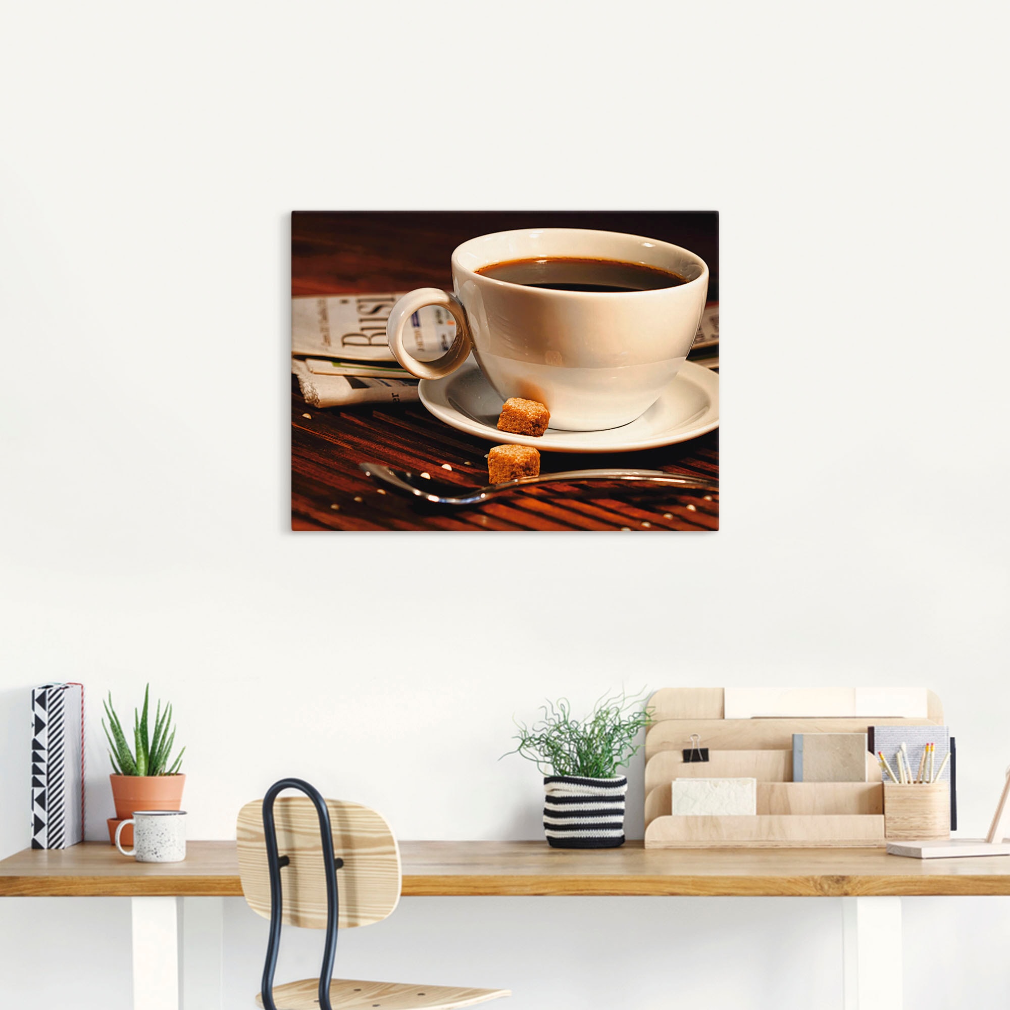 Artland Leinwandbild »Kaffeetasse und Zeitung«, Getränke, (1 St.), auf Keilrahmen gespannt