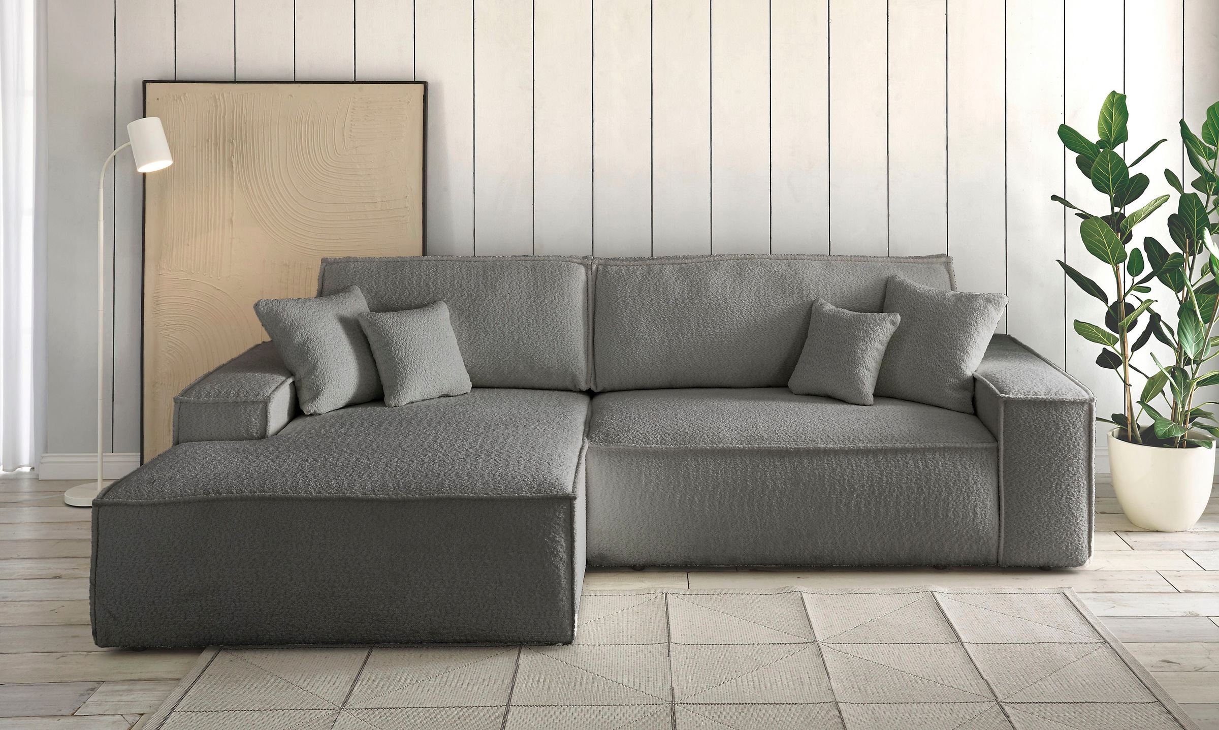 andas Ecksofa »FINNLEY Schlafsofa 267 cm, L-Form mit Schlaffunktion & Bettk günstig online kaufen