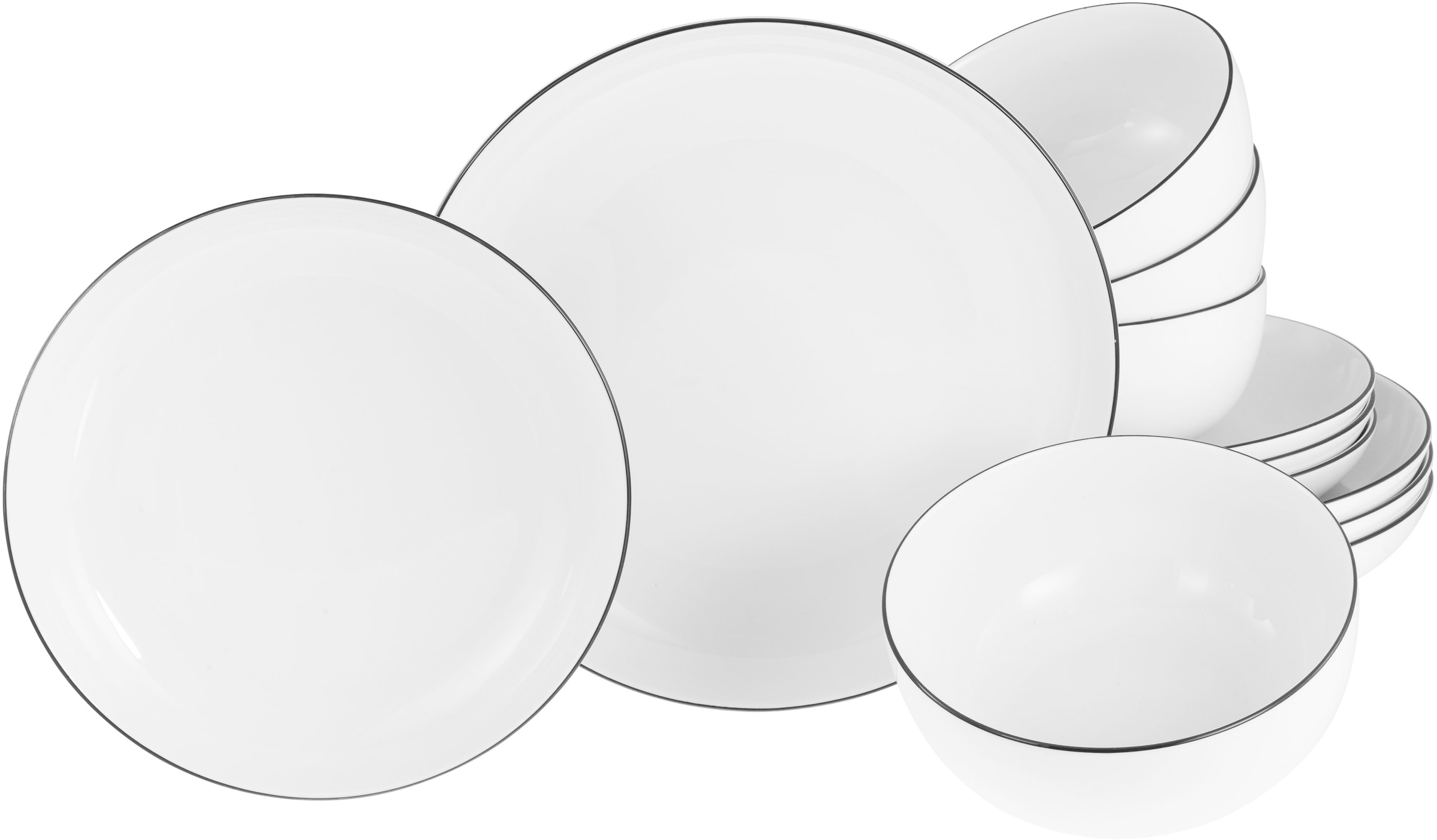 CreaTable Teller-Set »Allround Black Line, Tellerset 12-tlg« Daily Use, Zei günstig online kaufen