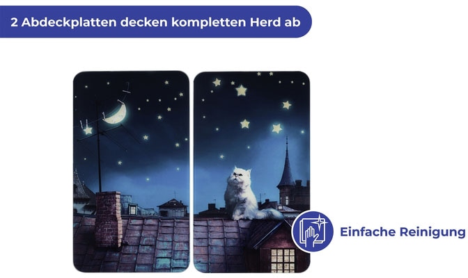 Maximex Herd-Abdeckplatte »Moon Cat«, (Set, 2 tlg.), für alle Herdarten, 52x30 cm