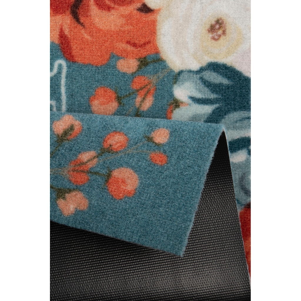 HANSE Home Fußmatte »Flower Home«, rechteckig, mit Spruch, Robust, Pflegeleicht, Rutschfest, waschbar, Blumen, Floral
