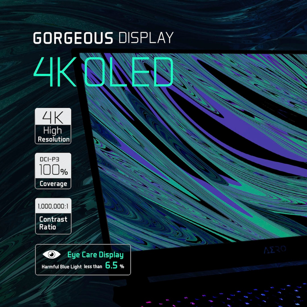 Gigabyte Notebook »AERO 15 OLED XD-73DE644SP«, 39,62 cm, / 15,6 Zoll, Intel, Core i7, GeForce RTX 3070, 1000 GB SSD